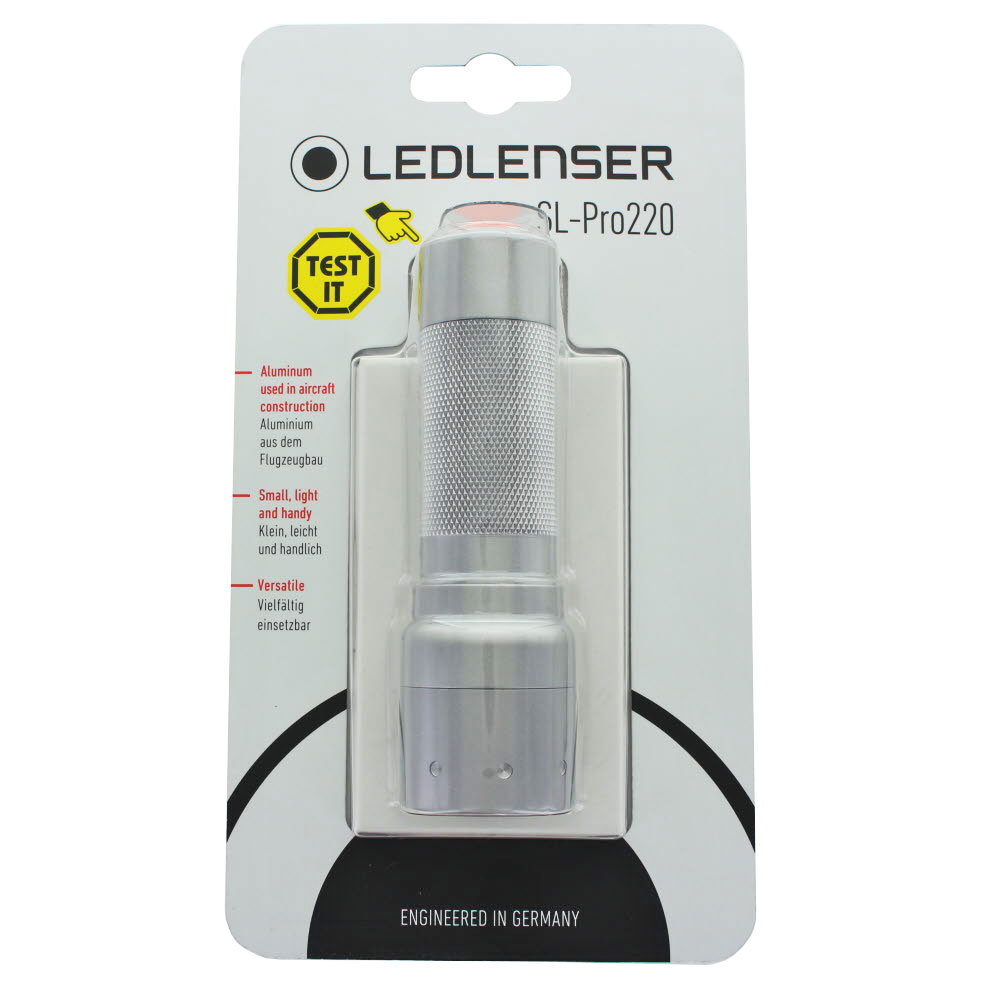 Ledlenser SL-Pro220 LED Taschenlampe inklusive 3 Stück Micro AAA Standard Batterie