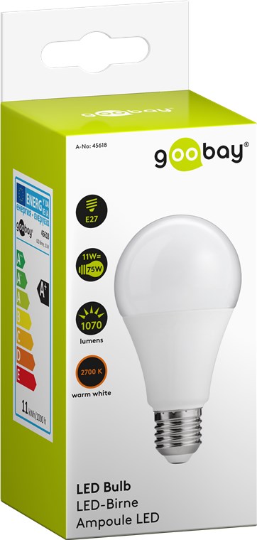 Goobay LED-Birne, 11 W - Sockel E27, warmweiß, nicht dimmbar