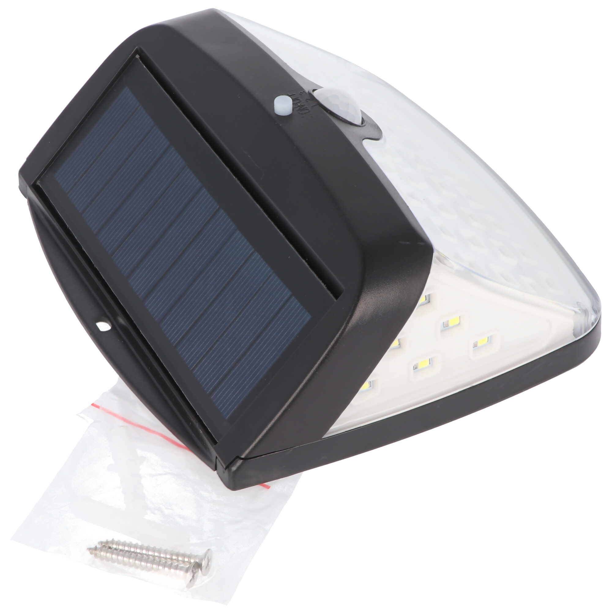 Wandlicht LED Solar Sicherheitslicht inklusive 18650 Li-ion Standard Akku 66,5x18mm, mit Solarpanel