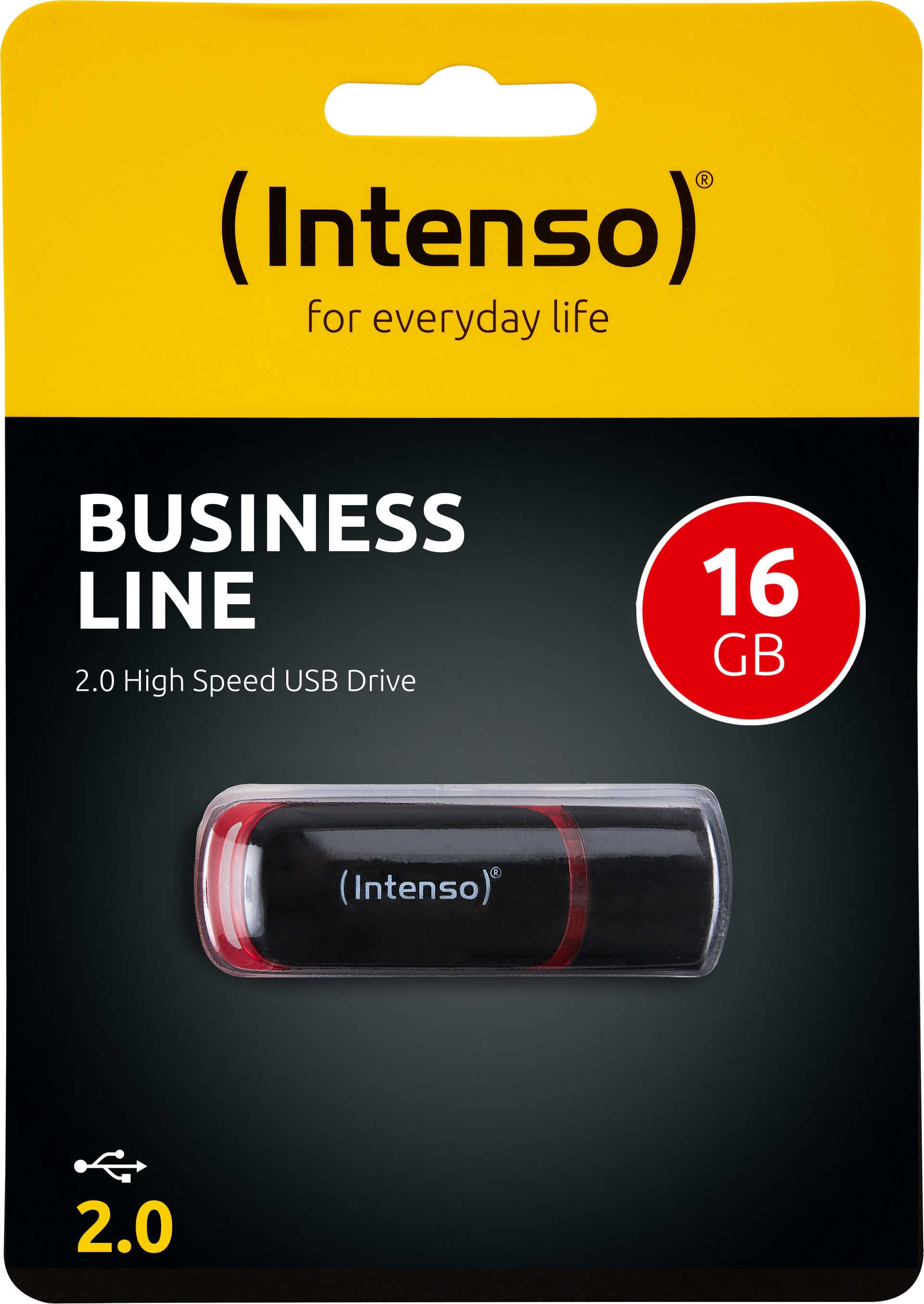 Intenso USB 2.0 Stick 16GB, Business Line, schwarz (R) 28MB/s, (W) 6.5MB/s, Rectractable, Retail-Blister