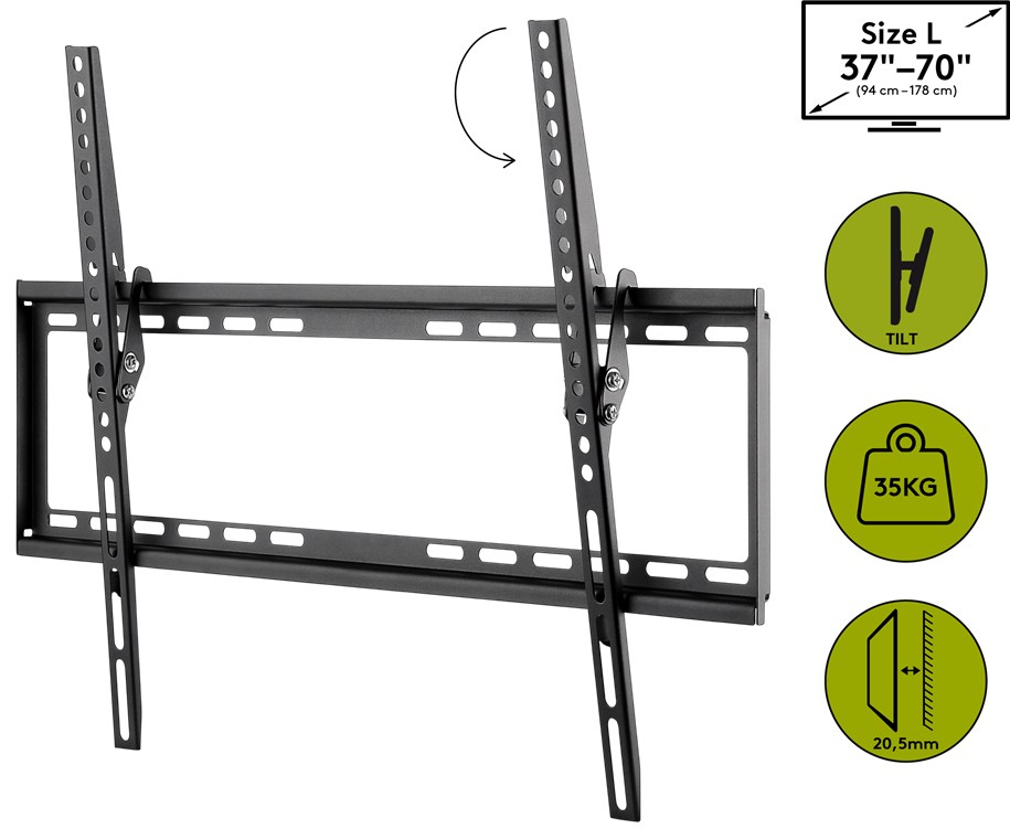 Goobay TV-Wandhalterung Basic TILT (L) - Halterung für Fernseher von 37 bis 70 Zoll (94-178 cm), neigbar bis 35 kg