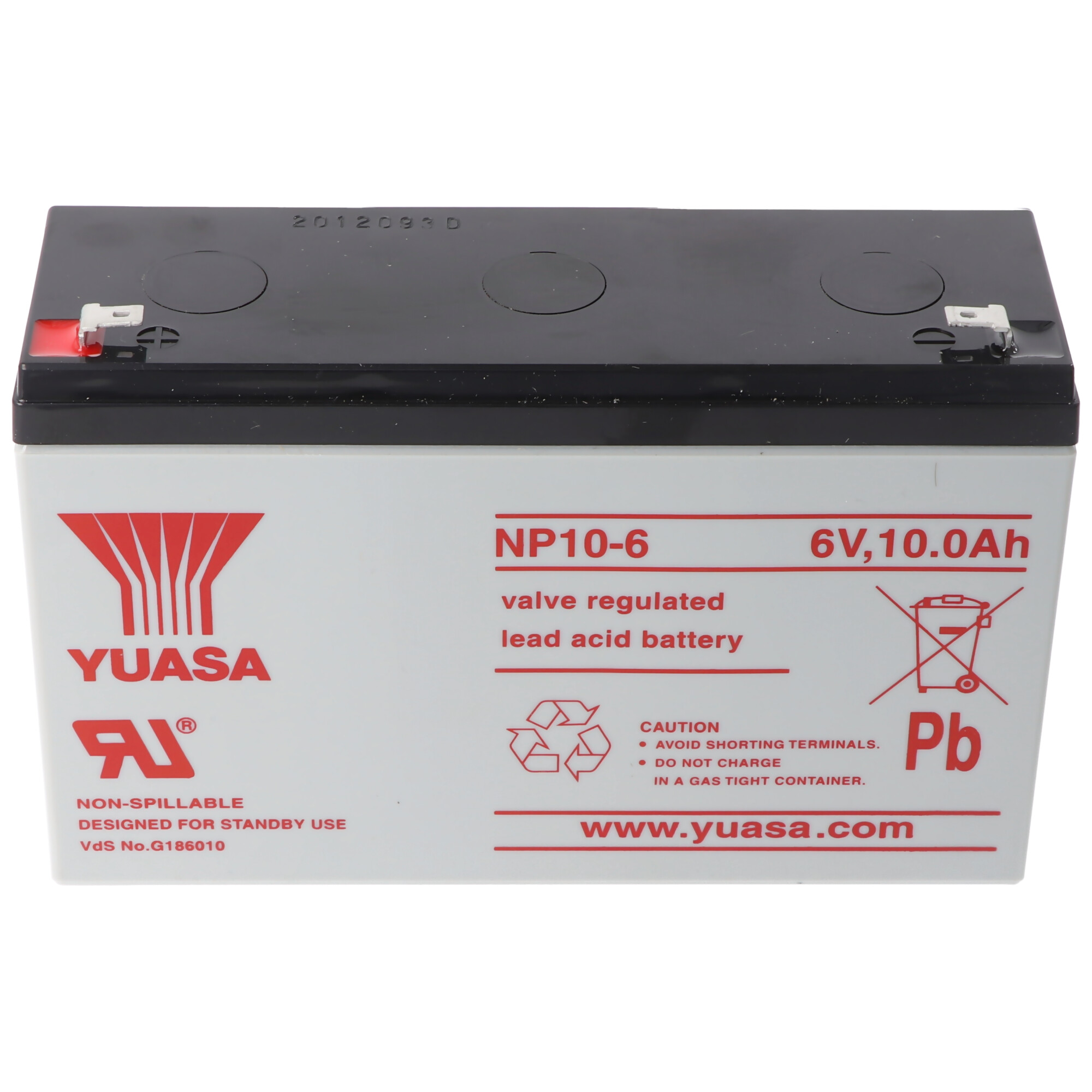 Yuasa NP10-6 Blei Akku 6 Volt mit 10Ah und Faston 4,8mm Kontakten