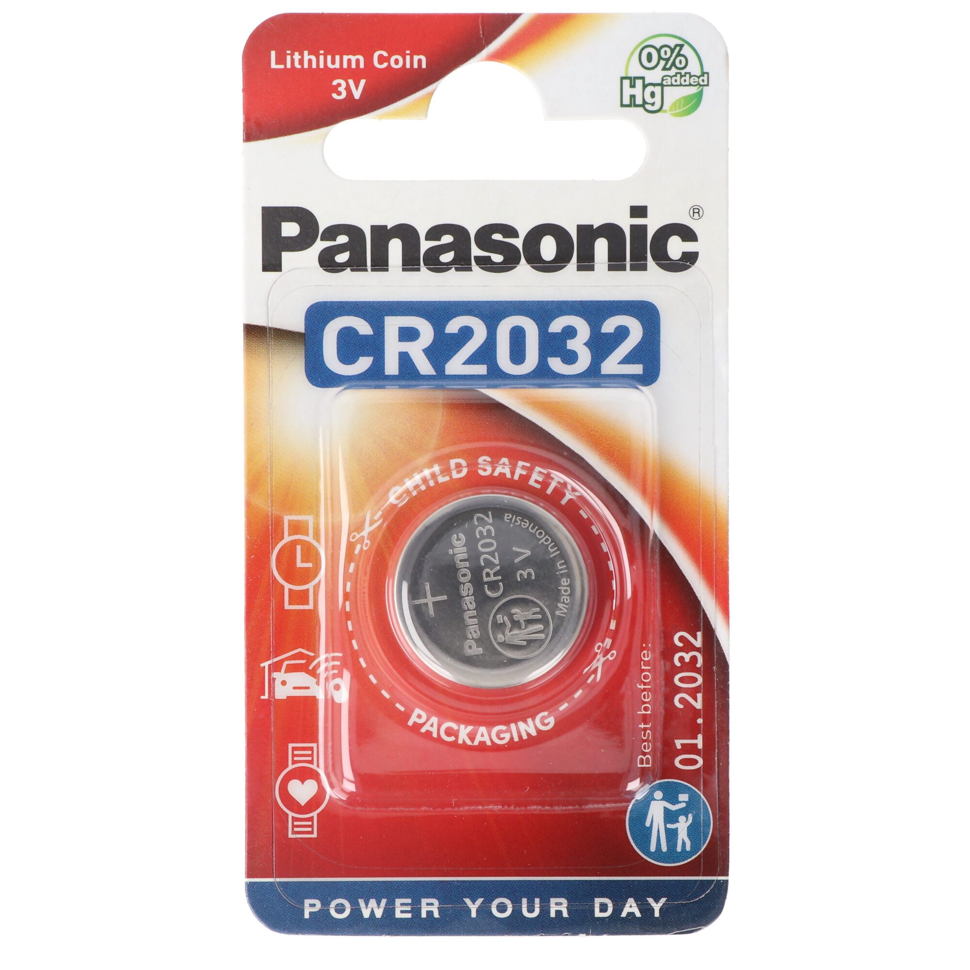 Panasonic Batterie Lithium, Knopfzelle, CR2032, 3V Electronics, Lithium Power, Retail Blister (1-Pack)