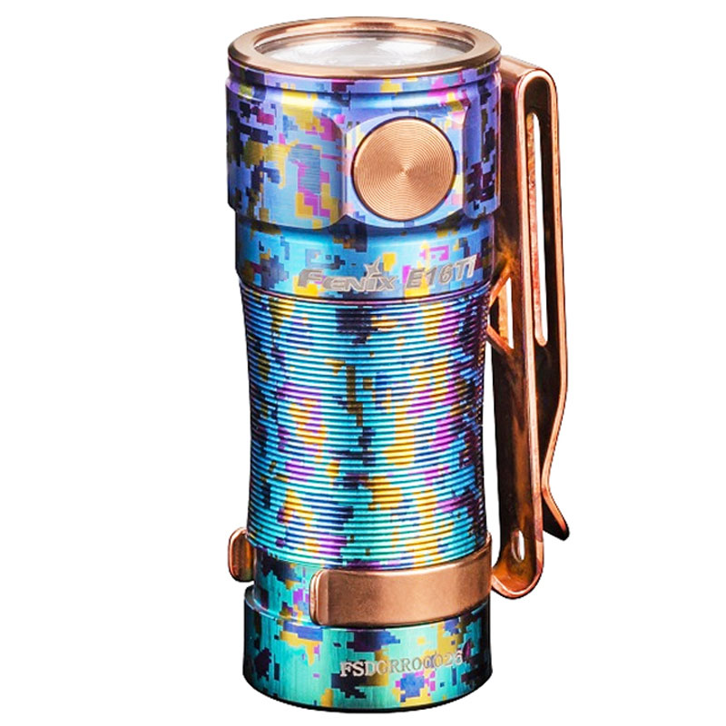 Fenix E16 Ti Titan LED Taschenlampe, Farbe Galaxy-Blue mit li-Ion Akku und Micro-USB Ladekabel