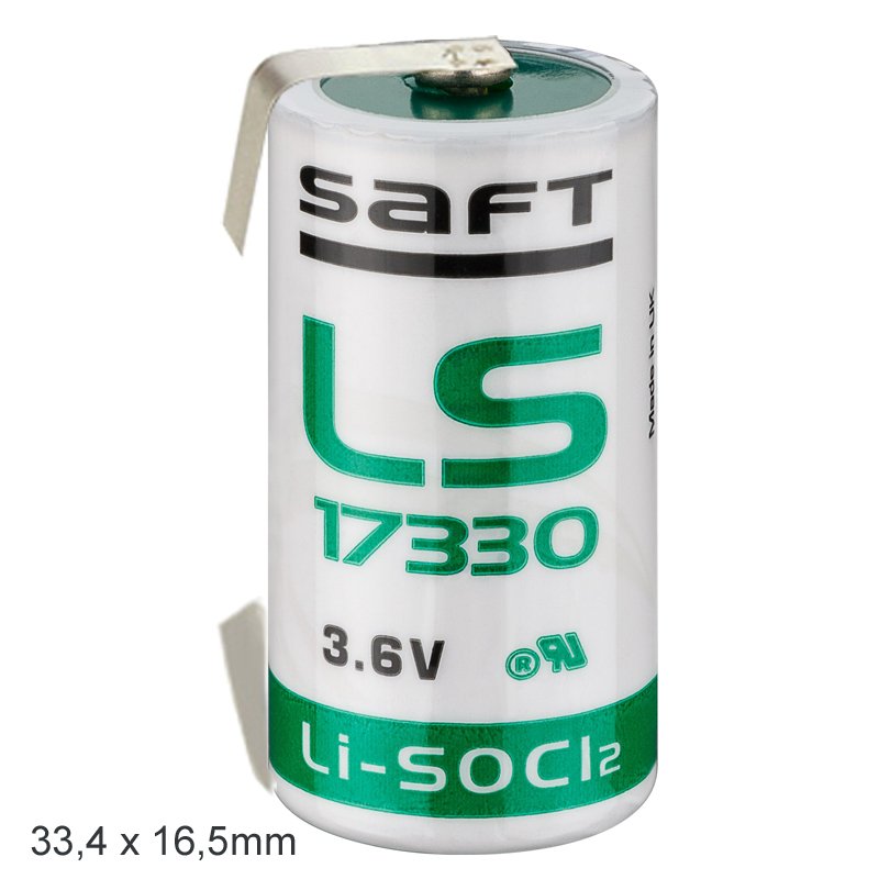 Saft Lithium LS-17330 3,6 V 2,1 Ah mit U-Lötfahne