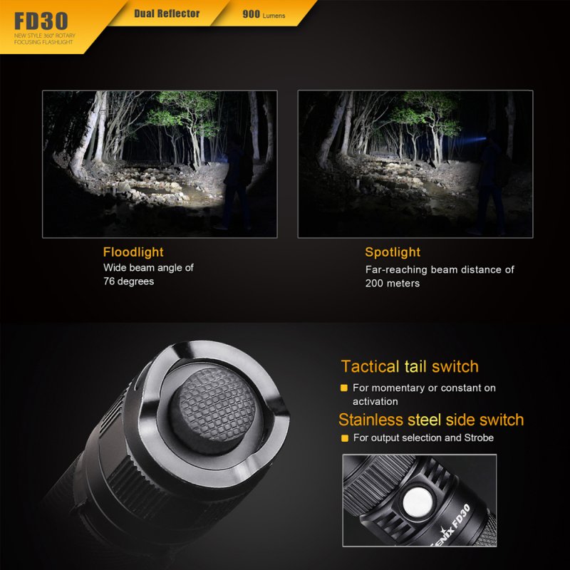 Fenix FD30 LED Taschenlampe mit Cree XP-L HI 360 Grad fokussierbar