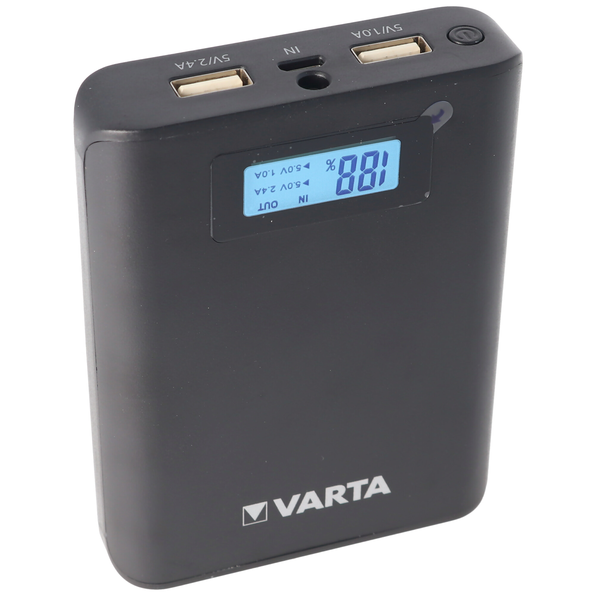Varta Powerbank LCD 7800mAh Ladestrom max. 2,4A mit Micro USB Ladekabel und 2x USB Anschluss