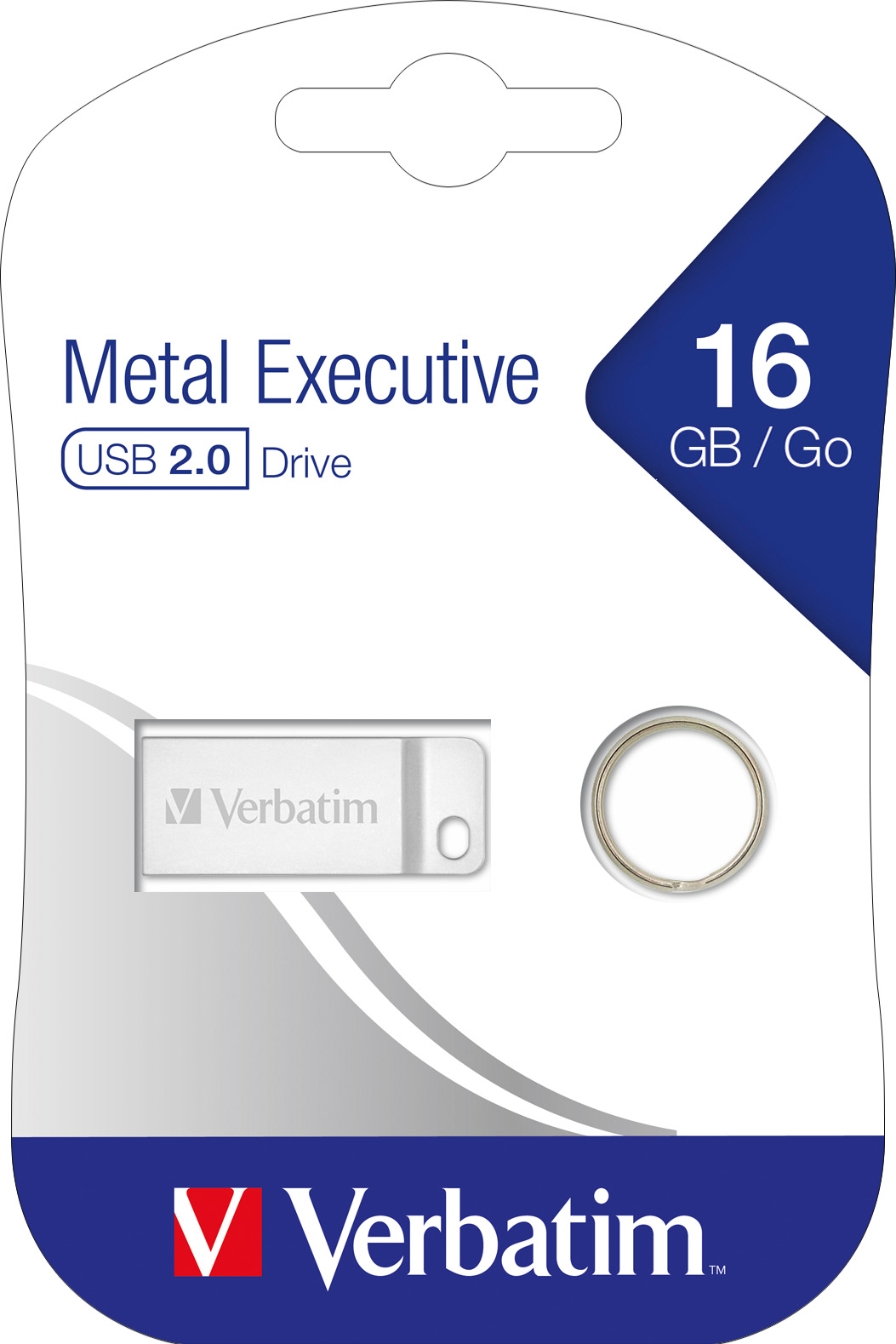 Verbatim USB 2.0 Stick 16GB, Metal Executive, Silber (R) 8MB/s, (W) 2.5MB/s, Retail-Blister