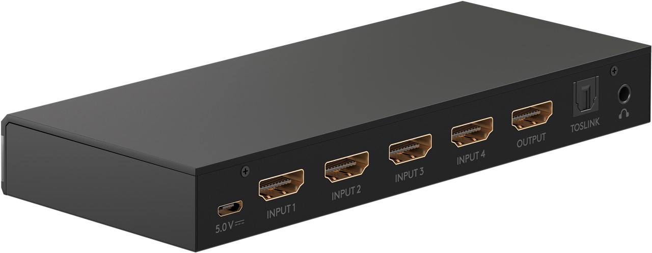 Goobay HDMI™-Umschaltbox 4 auf 1 mit Audio-Ausgang - zum Umschalten zwischen 4x HDMI™-Geräten angeschlossen an 1x HDMI™-Display