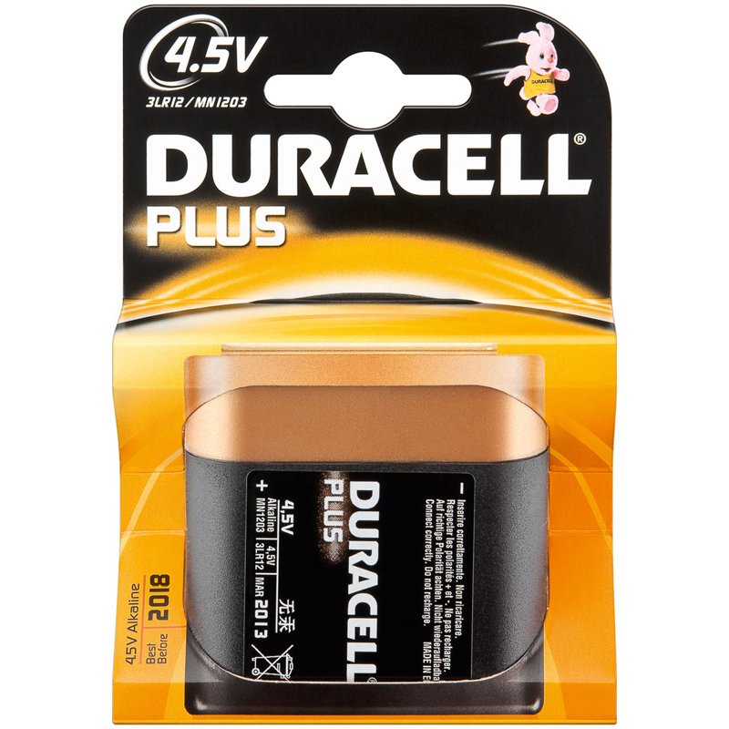 DURACELL Plus 4,5 Volt MN1203 3LR12 Flachbatterie 1er Pack, 62x22x67mm