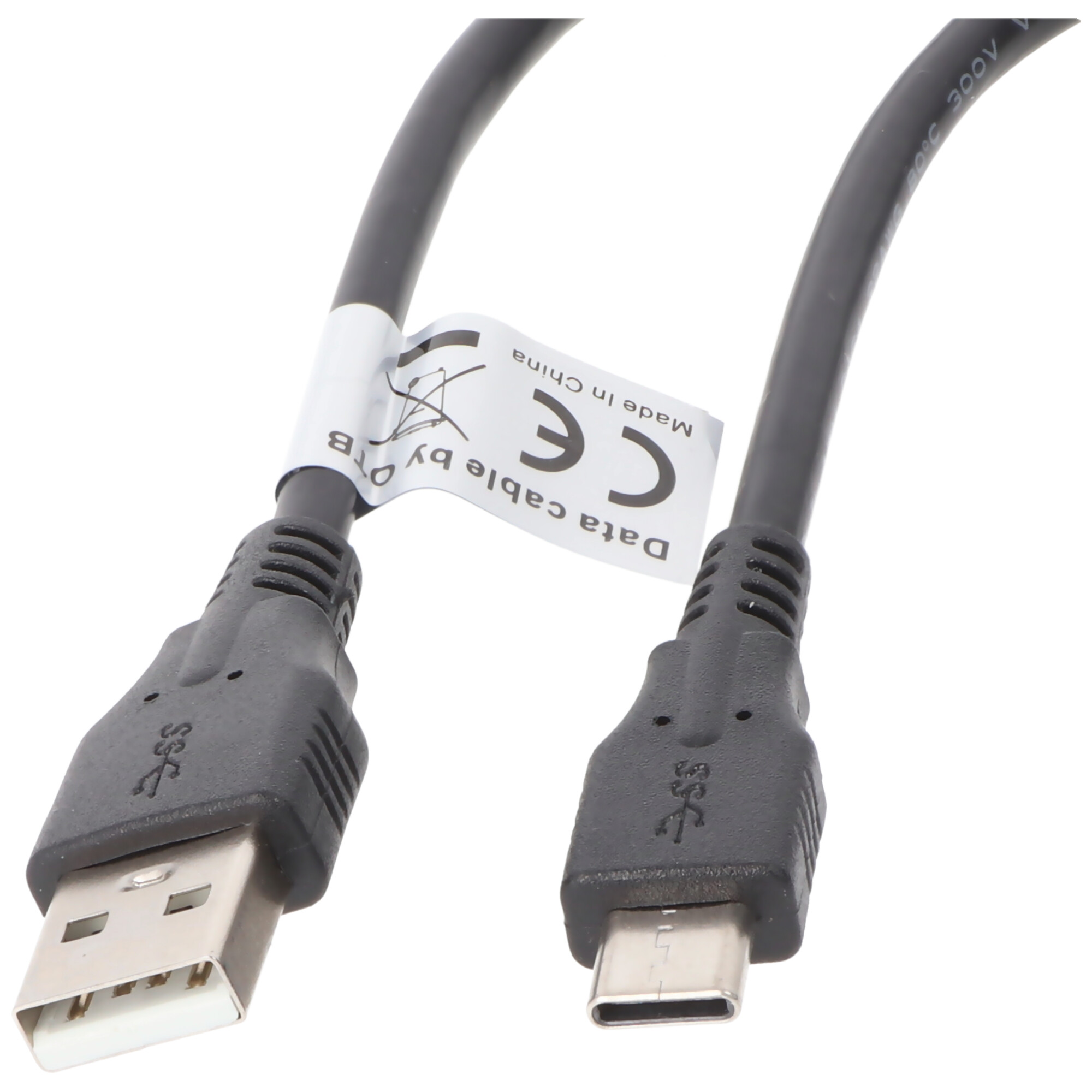 AccuCell Datenkabel - 3A USB Type C (USB-C) Stecker auf USB A (USB-A 2.0) Stecker - 1,0m