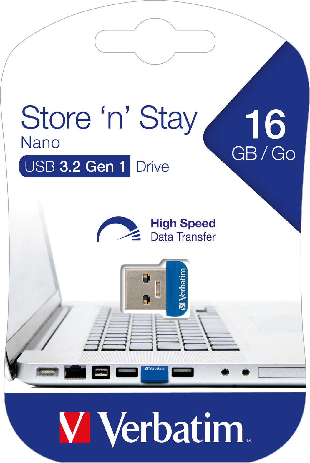Verbatim USB 3.2 Stick 16GB, Nano Store'n'Stay Typ-A, (R) 60MB/s, (W) 12MB/s, Retail-Blister