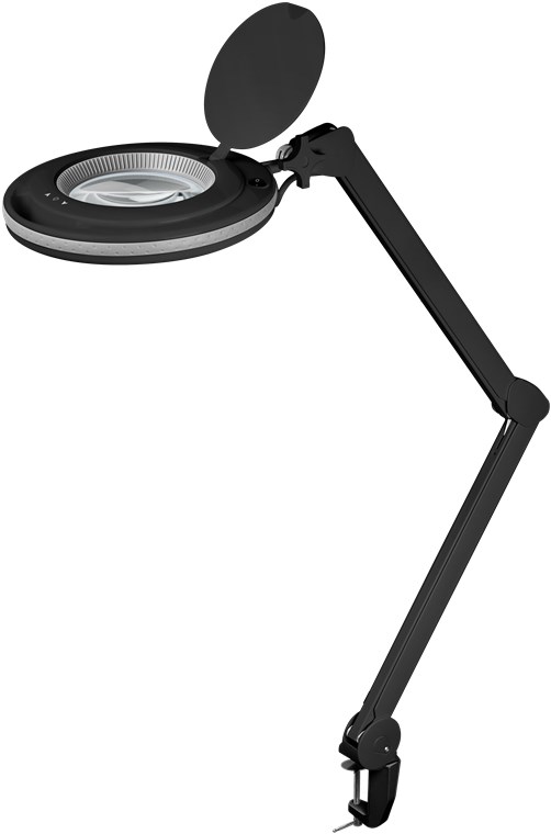 Goobay LED-Klemm-Lupenleuchte, 9 W, schwarz - 80-730 lm, dimmbar, 127 mm Kristall-Glaslinse, 1,75-fache Vergrößerung, 3 Dioptrien