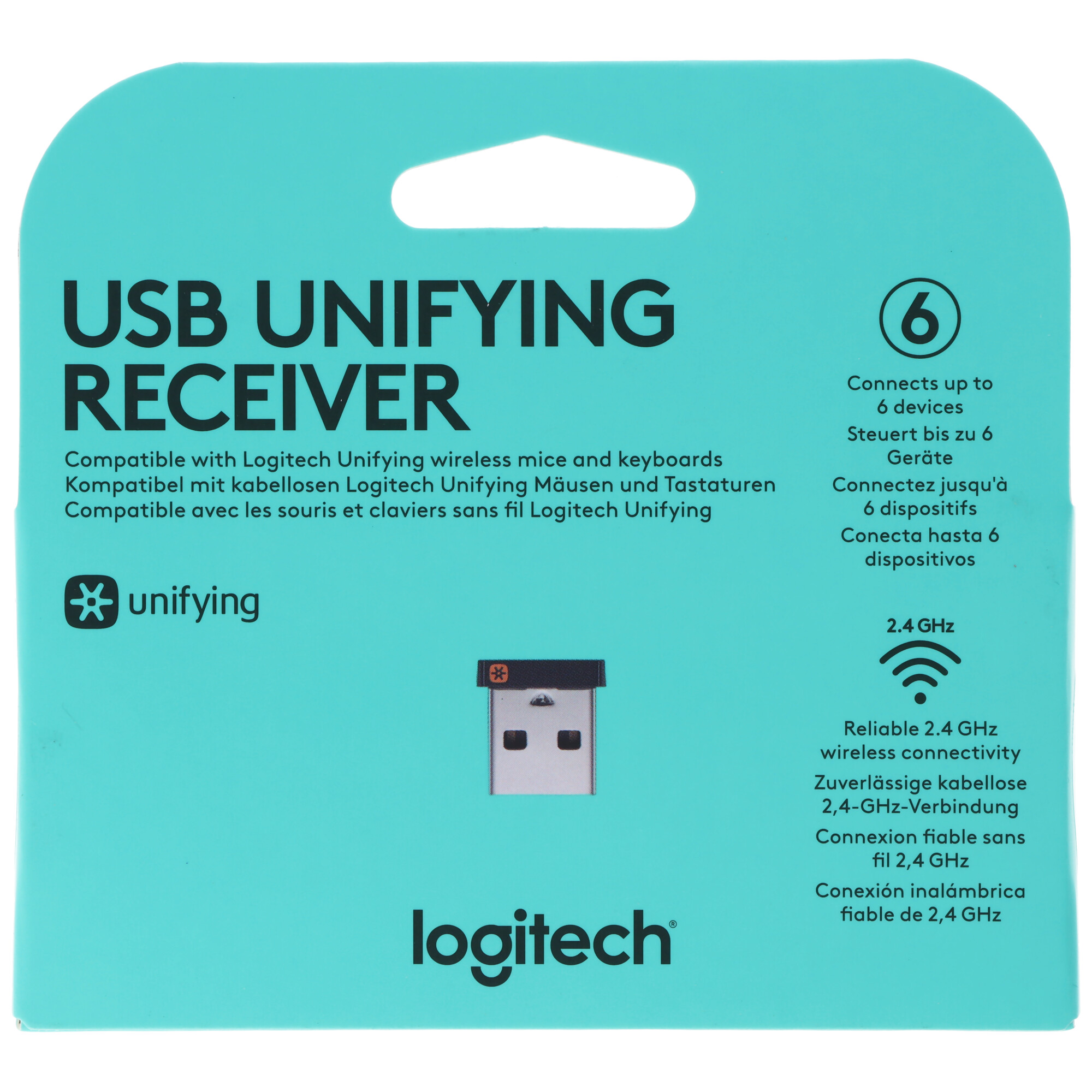 Logitech USB Receiver, Wireless, Unifying für Tastaturen, Mäuse, Retail
