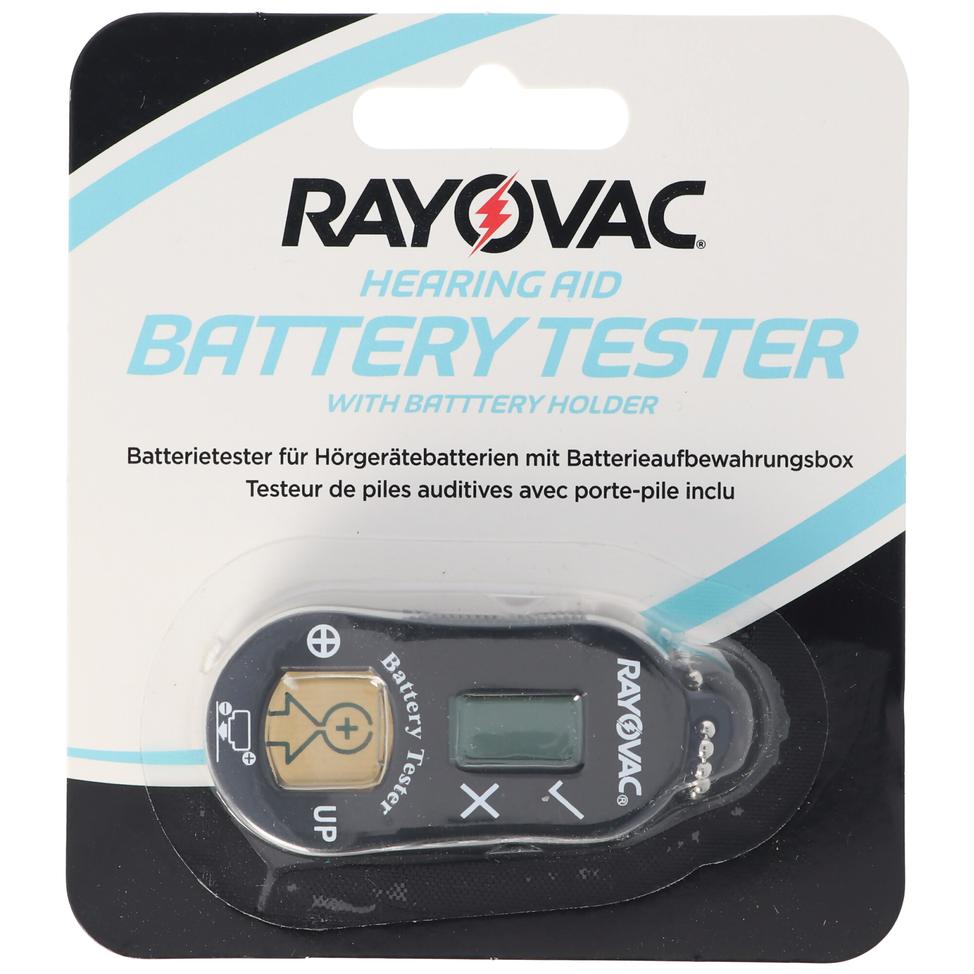 Batterietester für Hörgerätebatterien mit Batterieaufbewahrungsbox, prüft alle gängigen Hörgerätebatterien