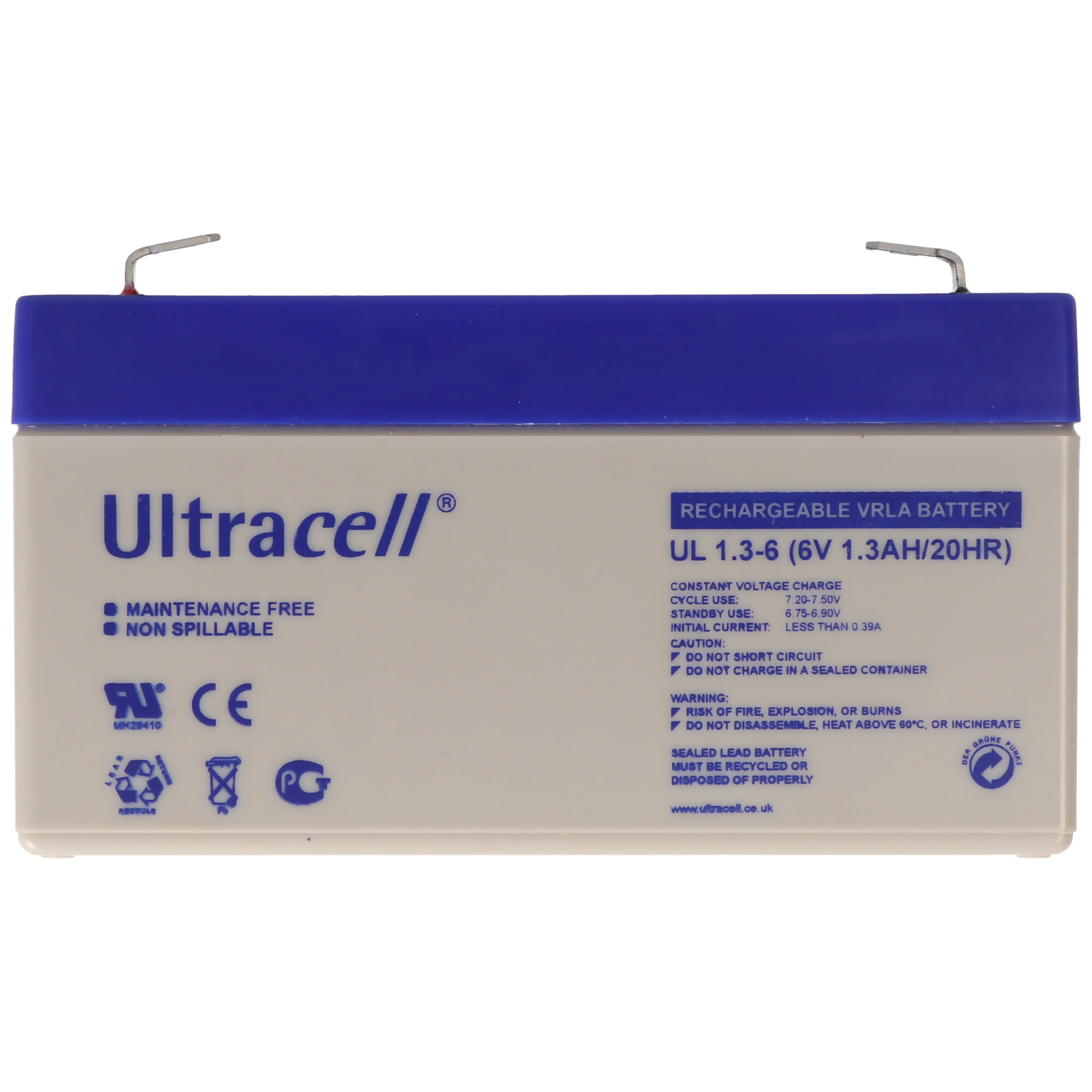 Ultracell UL1.3-6 6V 1,3Ah Bleiakku AGM Blei Gel Akku