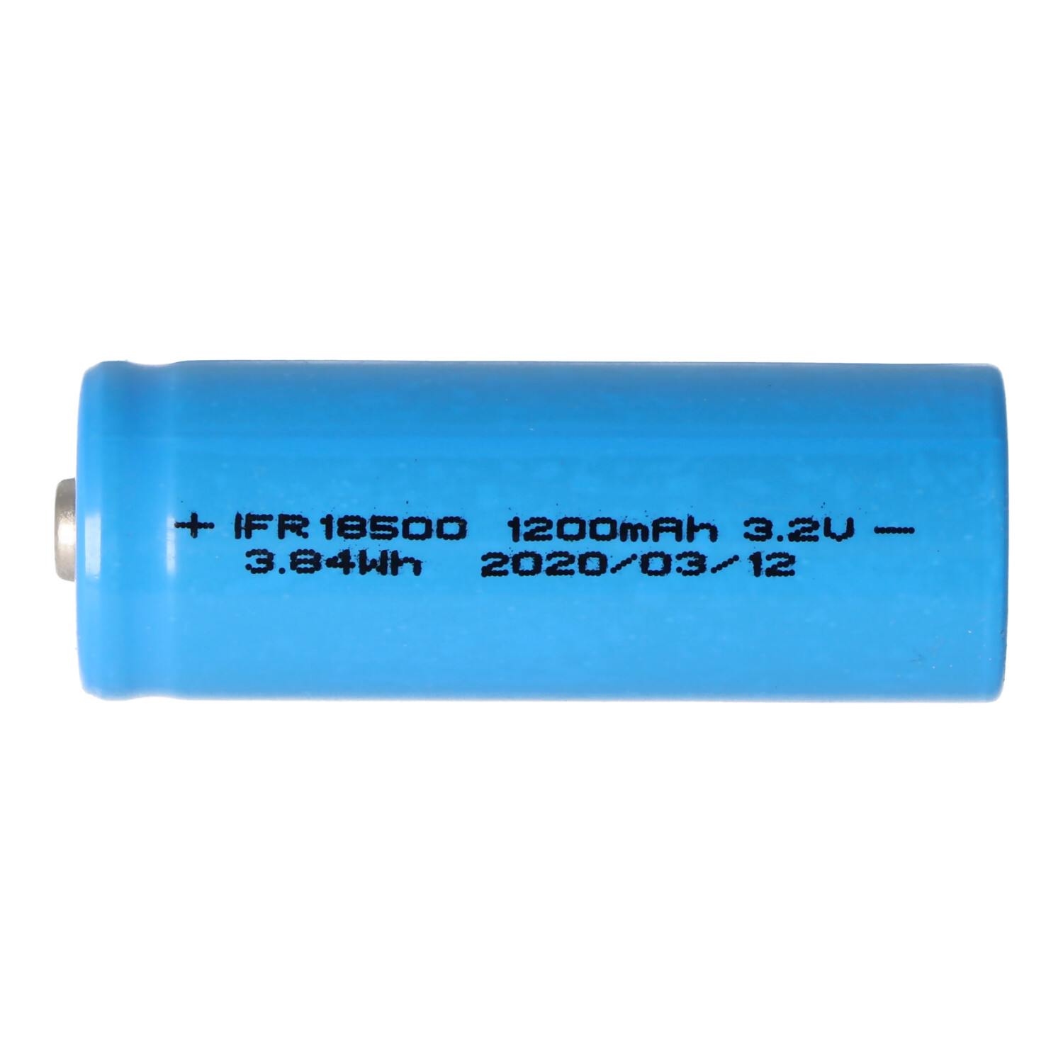 IFR 18500 1200mAh 3,2V LiFePo4 Akku Button Top mit Kopf ungeschützt Maße ca. 50,7x18,15mm