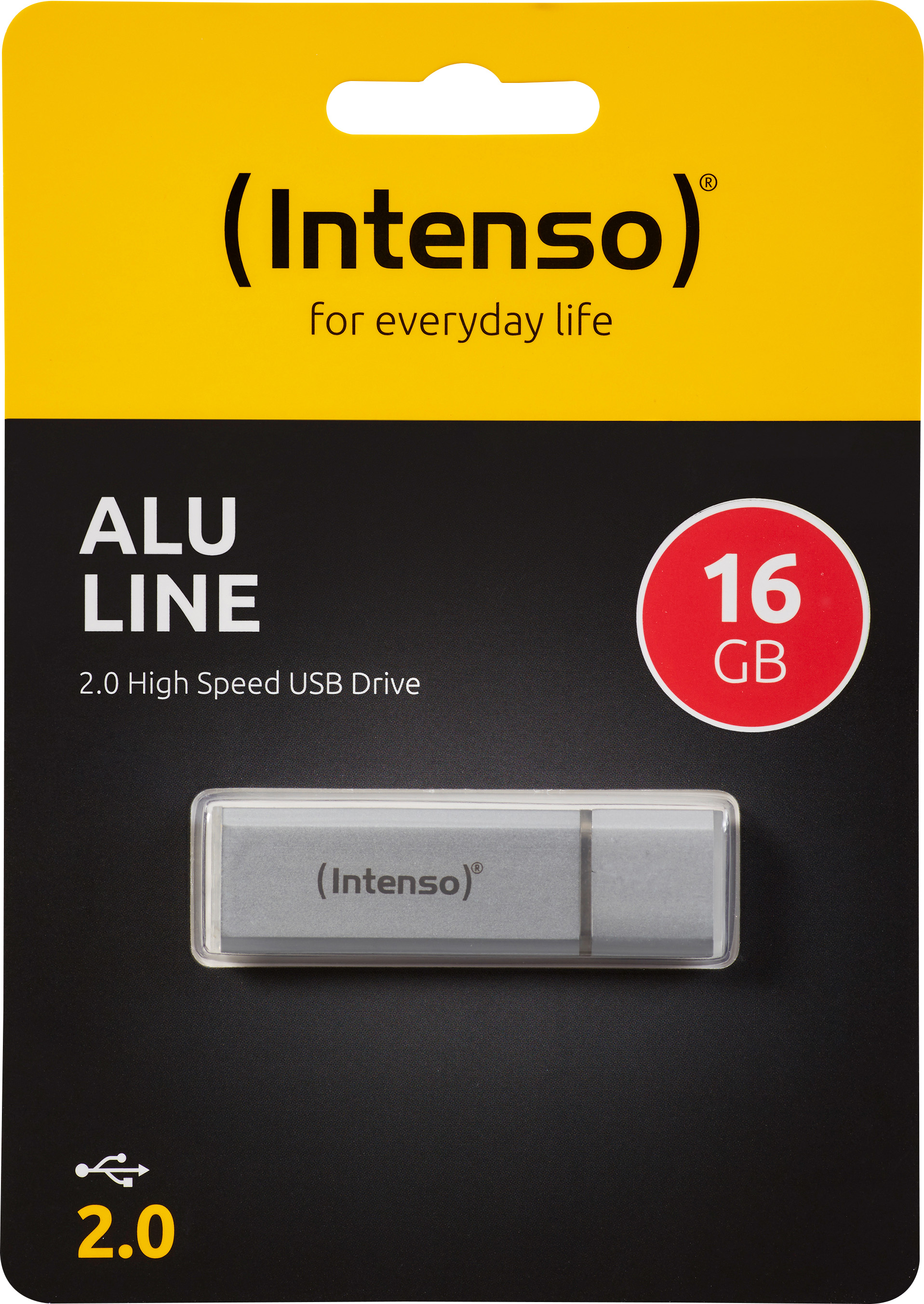 Intenso USB 2.0 Stick 16GB, Alu Line, silber (R) 28MB/s, (W) 6.5MB/s, Retail-Blister