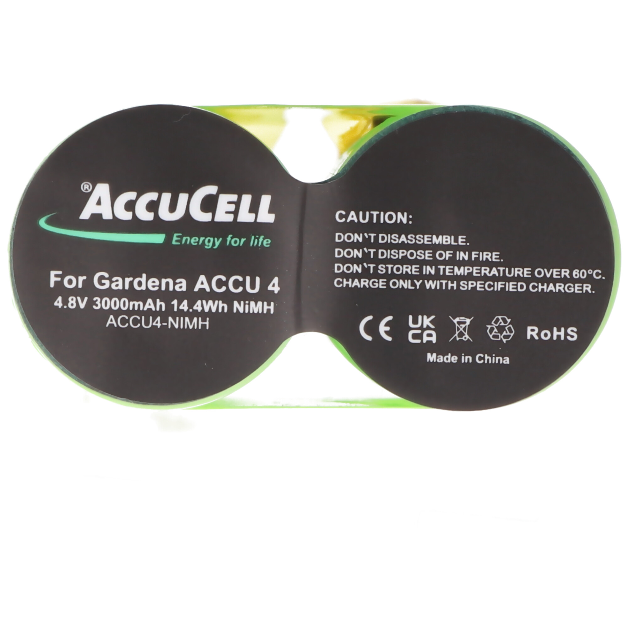 Gardena ACCU4 Akku passend für Gardena 4,8 Volt, 6,3 und 4,8mm Kontakte, NiMH Akku 3000mAh