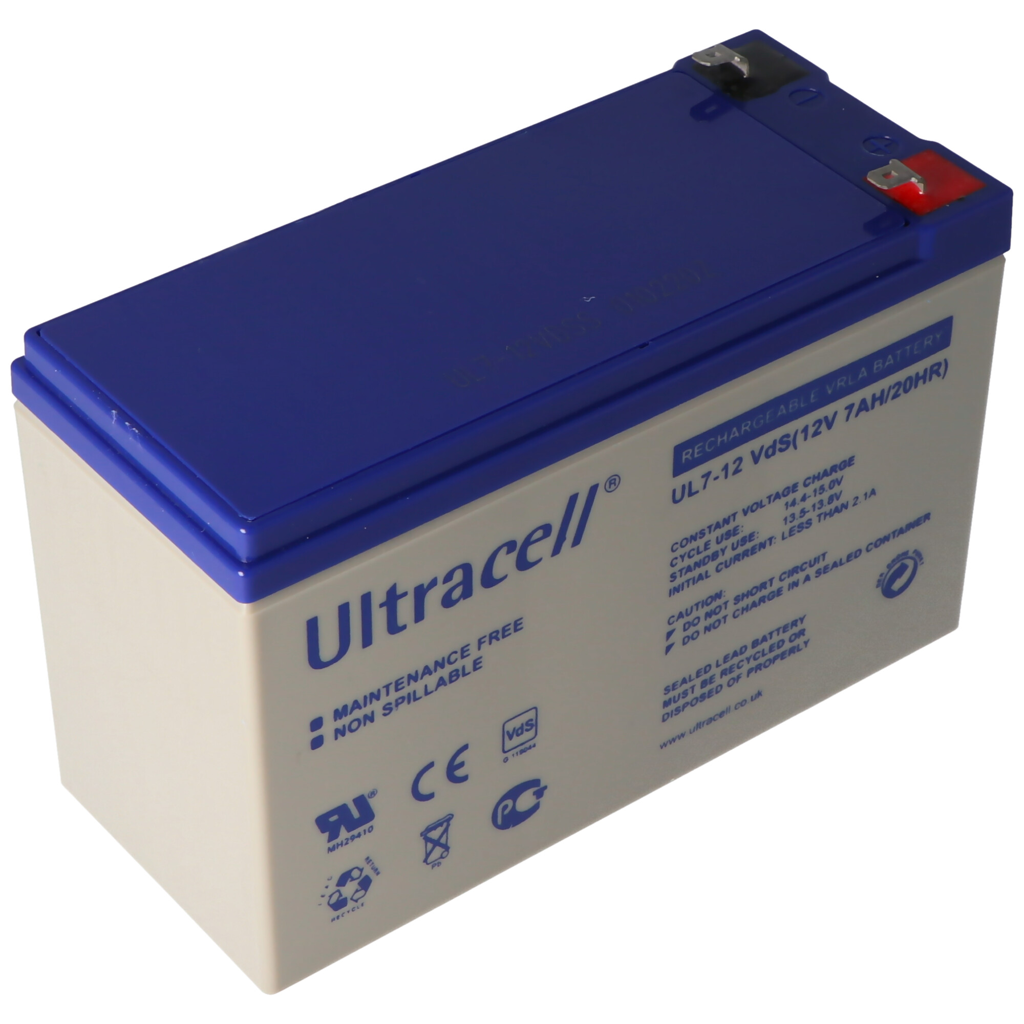 Ultracell UL7-12 Blei-Akku 12 Volt 7,0 Ah mit Faston Kontakt 187, 4,8mm