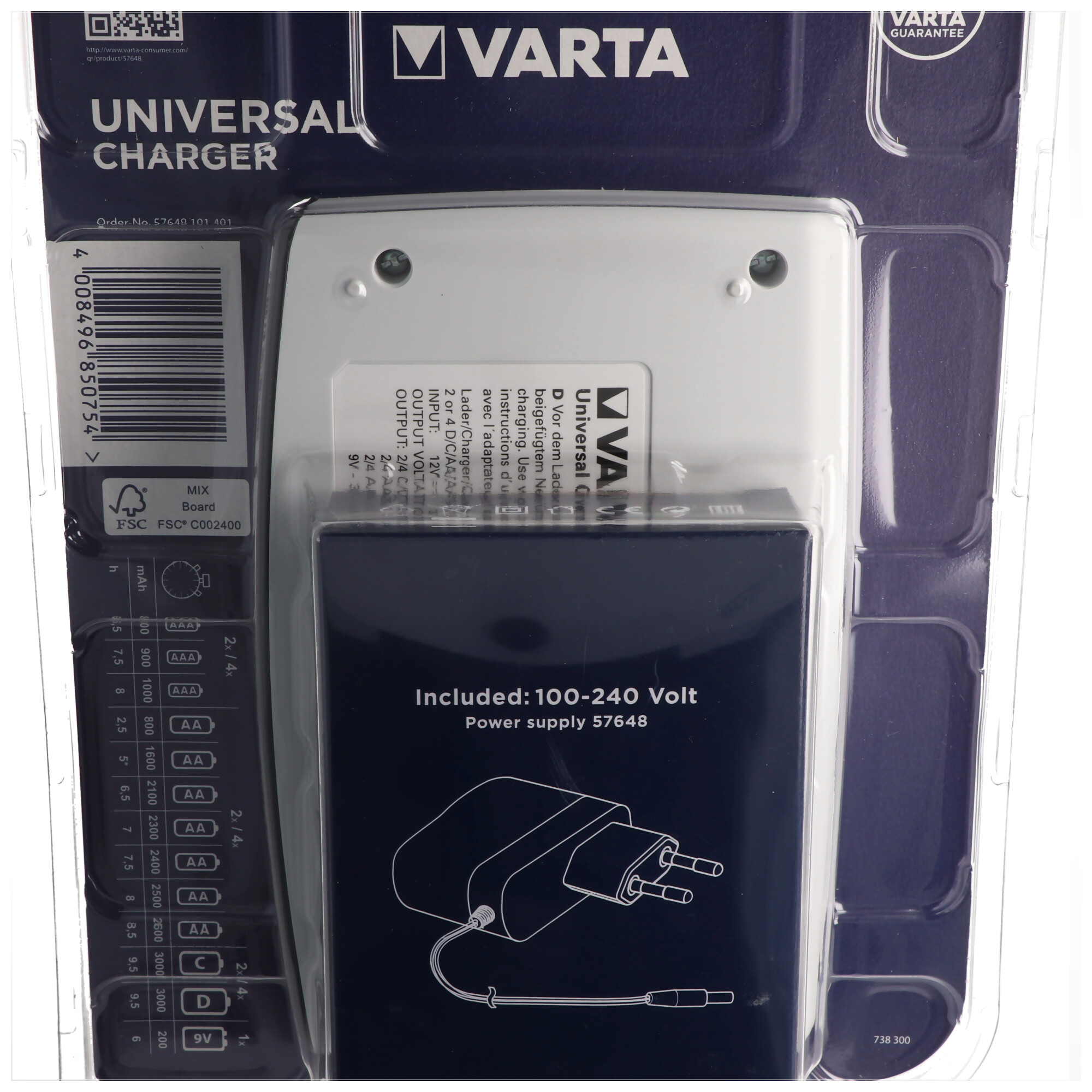 Varta Easy Energy Universal Charger für AAA, AA, C, D, 9V Akku 4008496850754