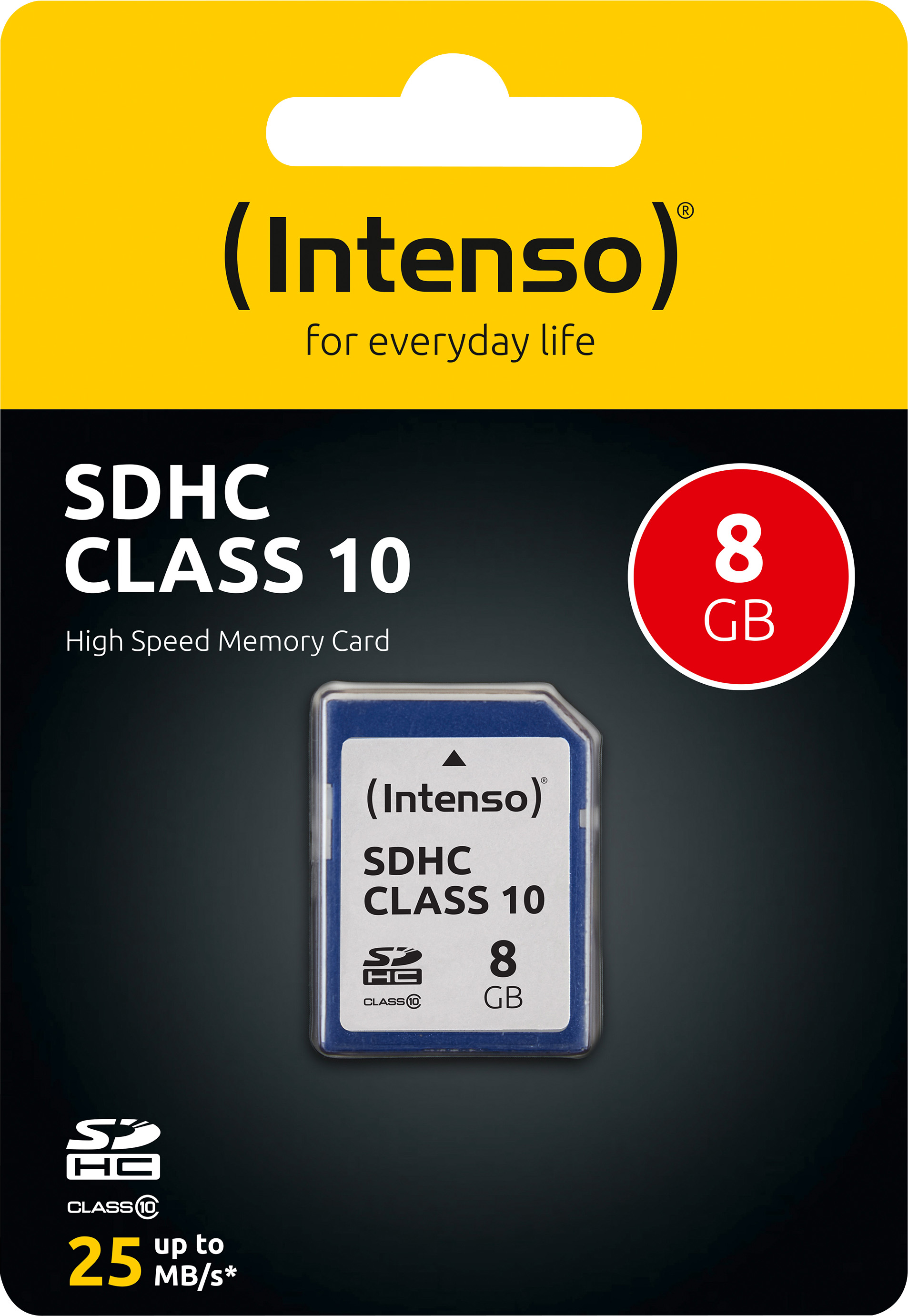 Intenso SDHC-Card 8GB, Class 10 (R) 25MB/s, (W) 10MB/s, Retail-Blister