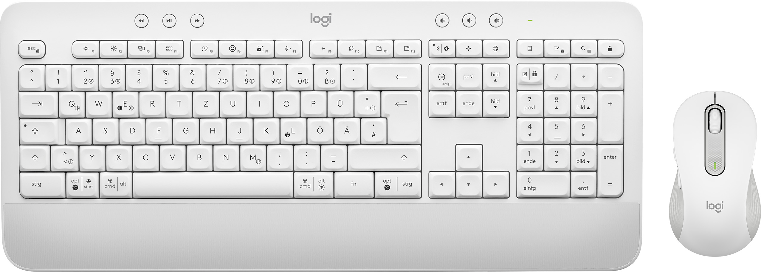 Logitech Tastatur/Maus Set MK650, Wireless, Bolt, Bluetooth, weiss Signature, DE, Optical, 400-4000 dpi, Business