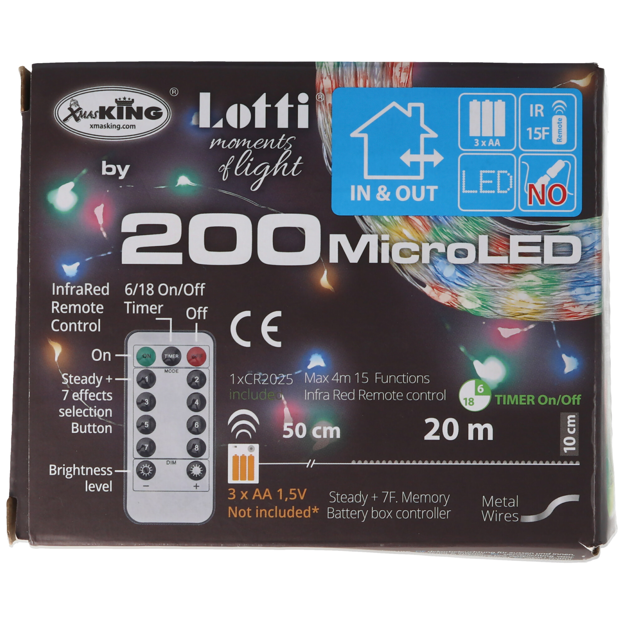 Micro LED-Lichterkette 200 flg. bunt 49529