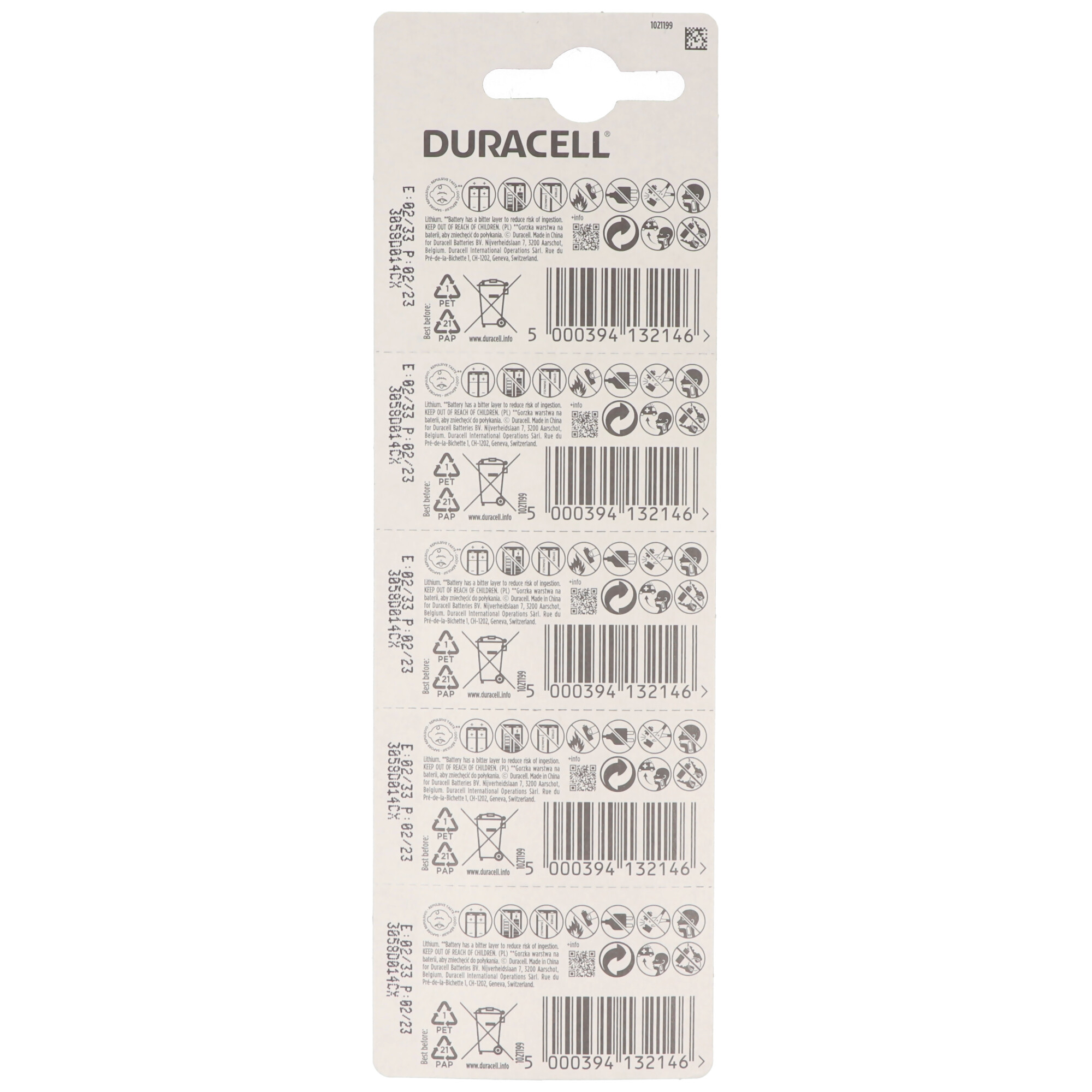 5x Duracell DL2025, CR2025 2er Blister 3 Volt Lithium Batterie