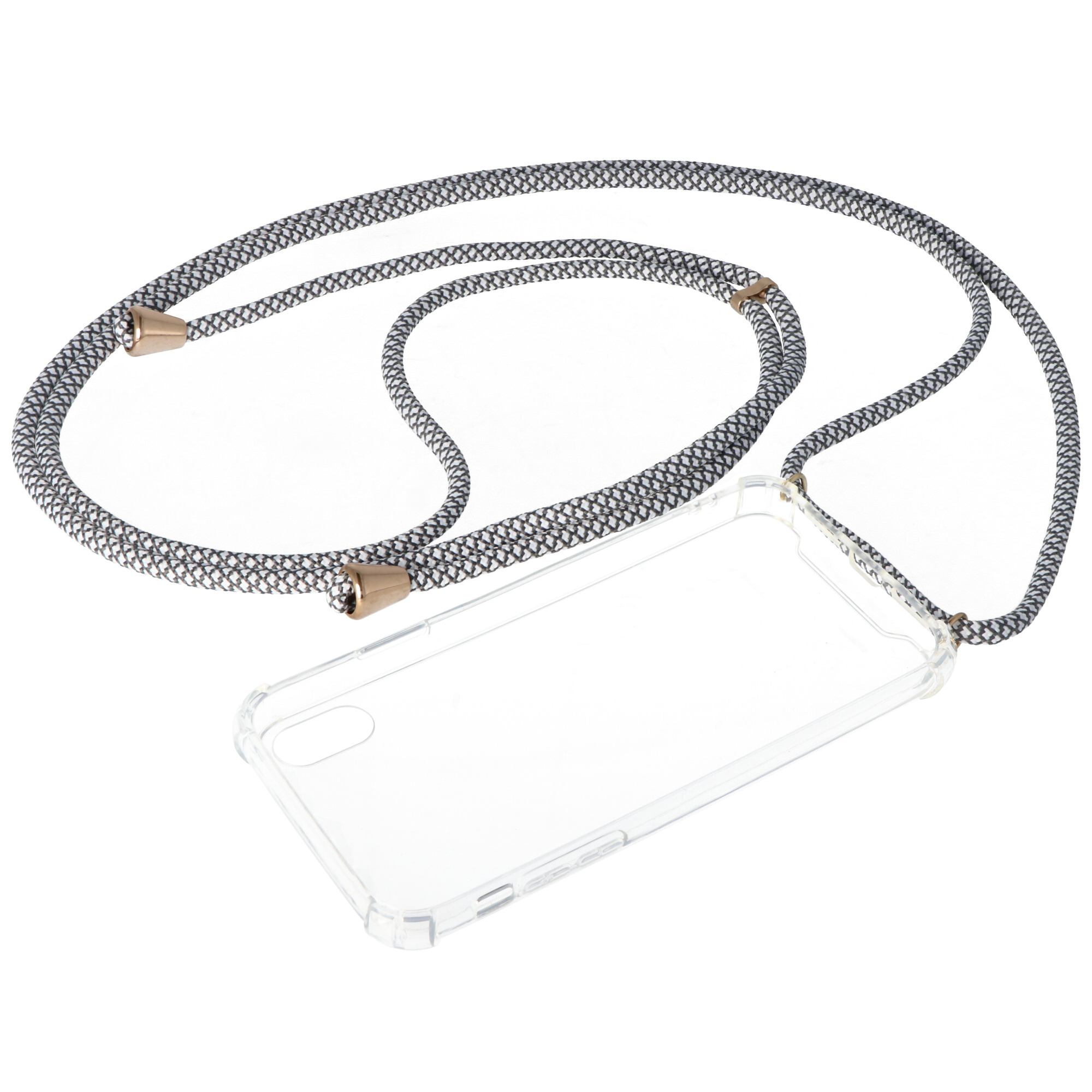 Necklace Case passend für Apple iPhone XR, Smartphonehülle mit Kordel grau,weiß zum Umhängen