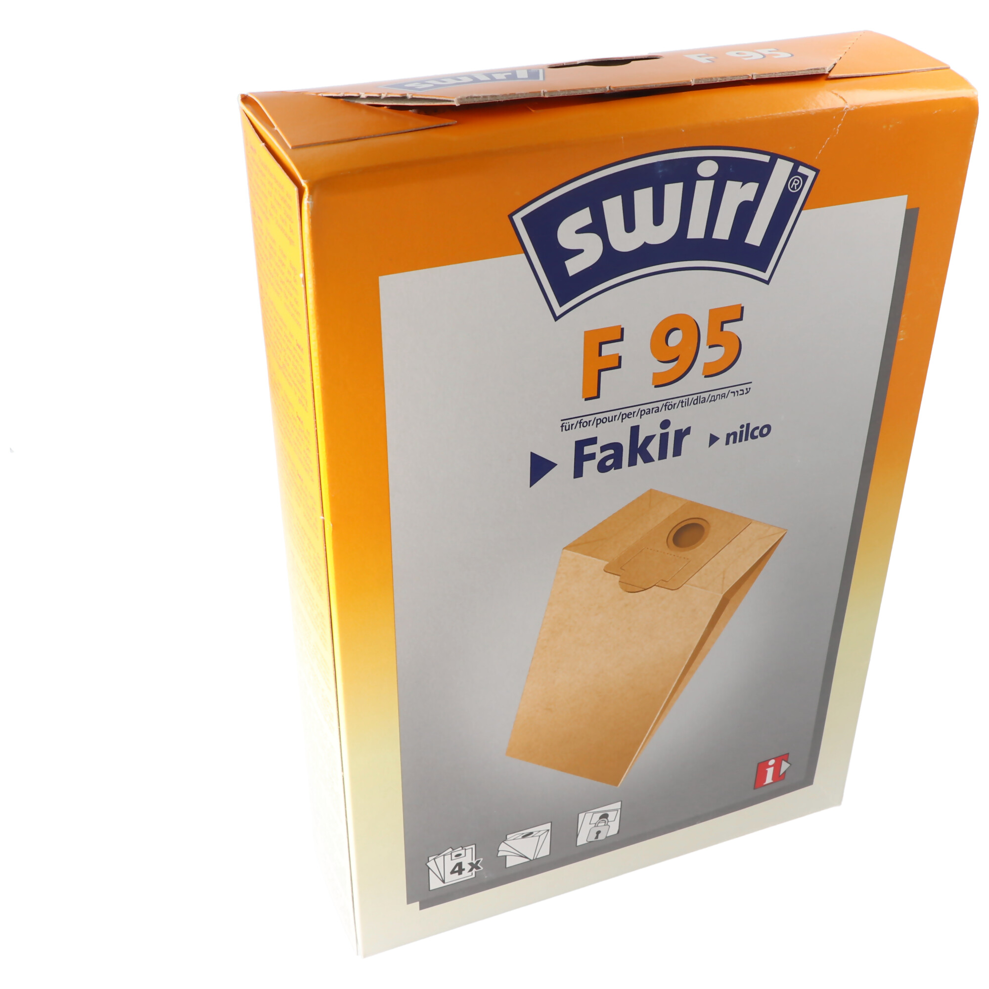 Swirl Staubsaugerbeutel F95 Classic aus Spezialpapier für Fakir und nilco Staubsauger