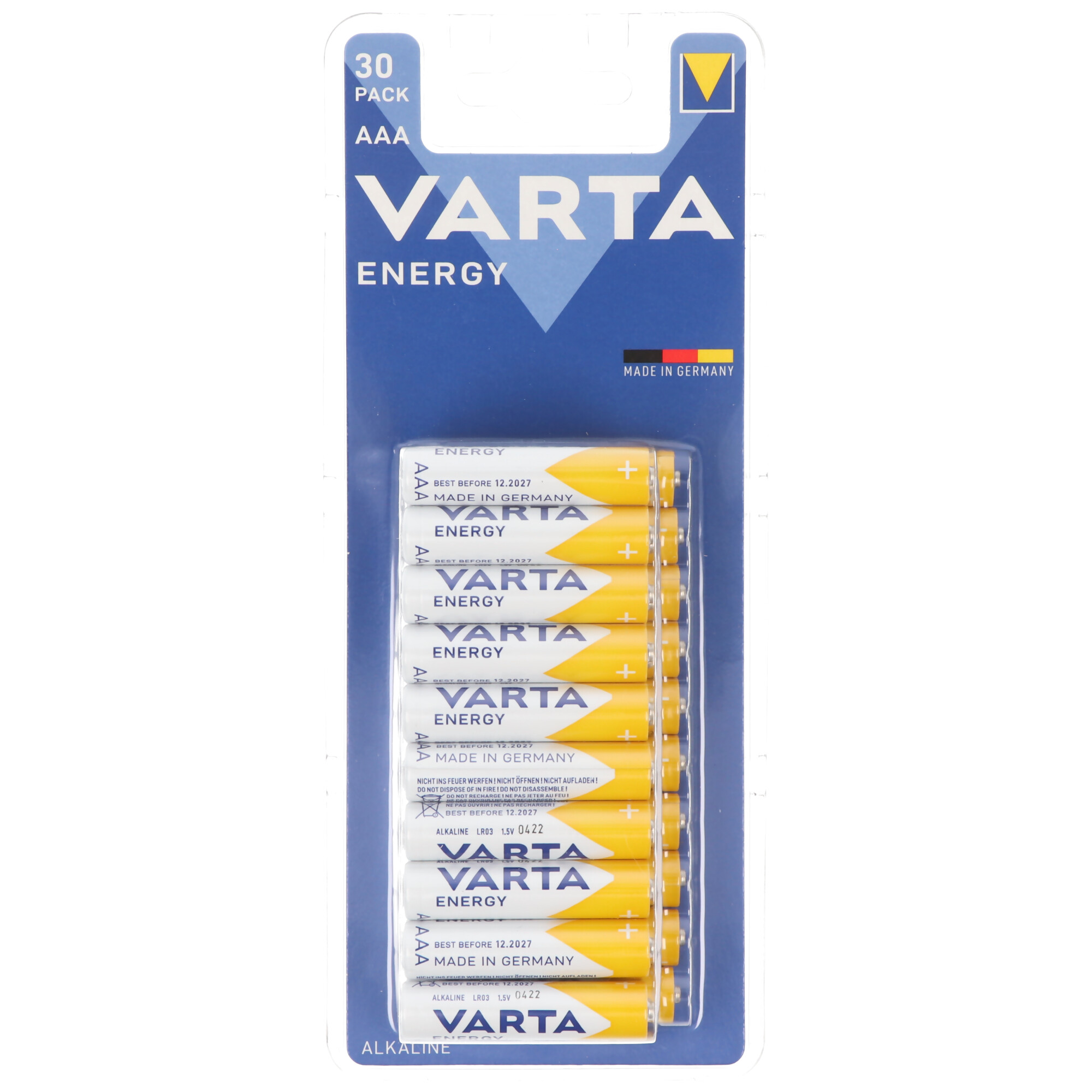 Varta Energy Batterie Alkaline, Micro, AAA, LR03, 1.5V 30er Pack