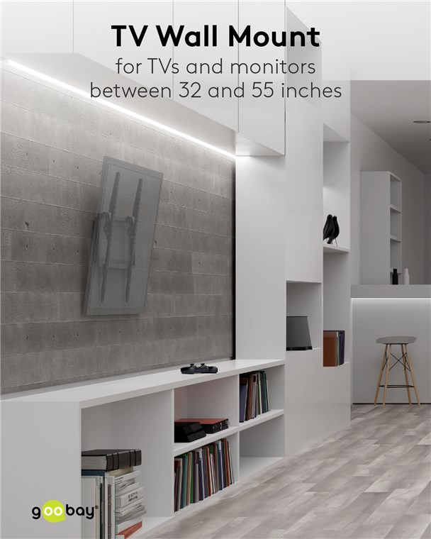 Goobay TV-Wandhalterung Basic TILT (M) - Halterung für Fernseher von 32 bis 55 Zoll (81-140 cm), neigbar bis 35 kg