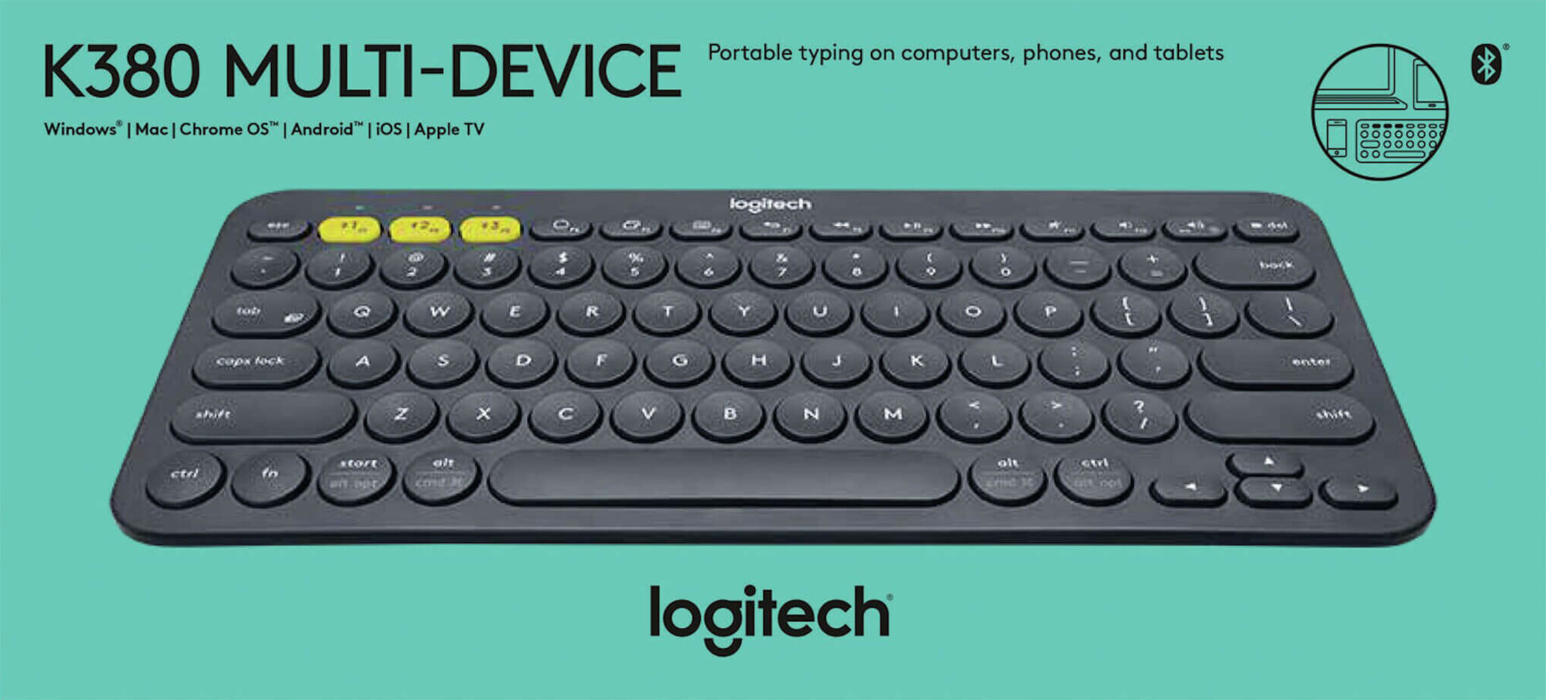 Logitech Tastatur K380, Wireless, Bluetooth, schwarz Multi-Device, DE, Retail