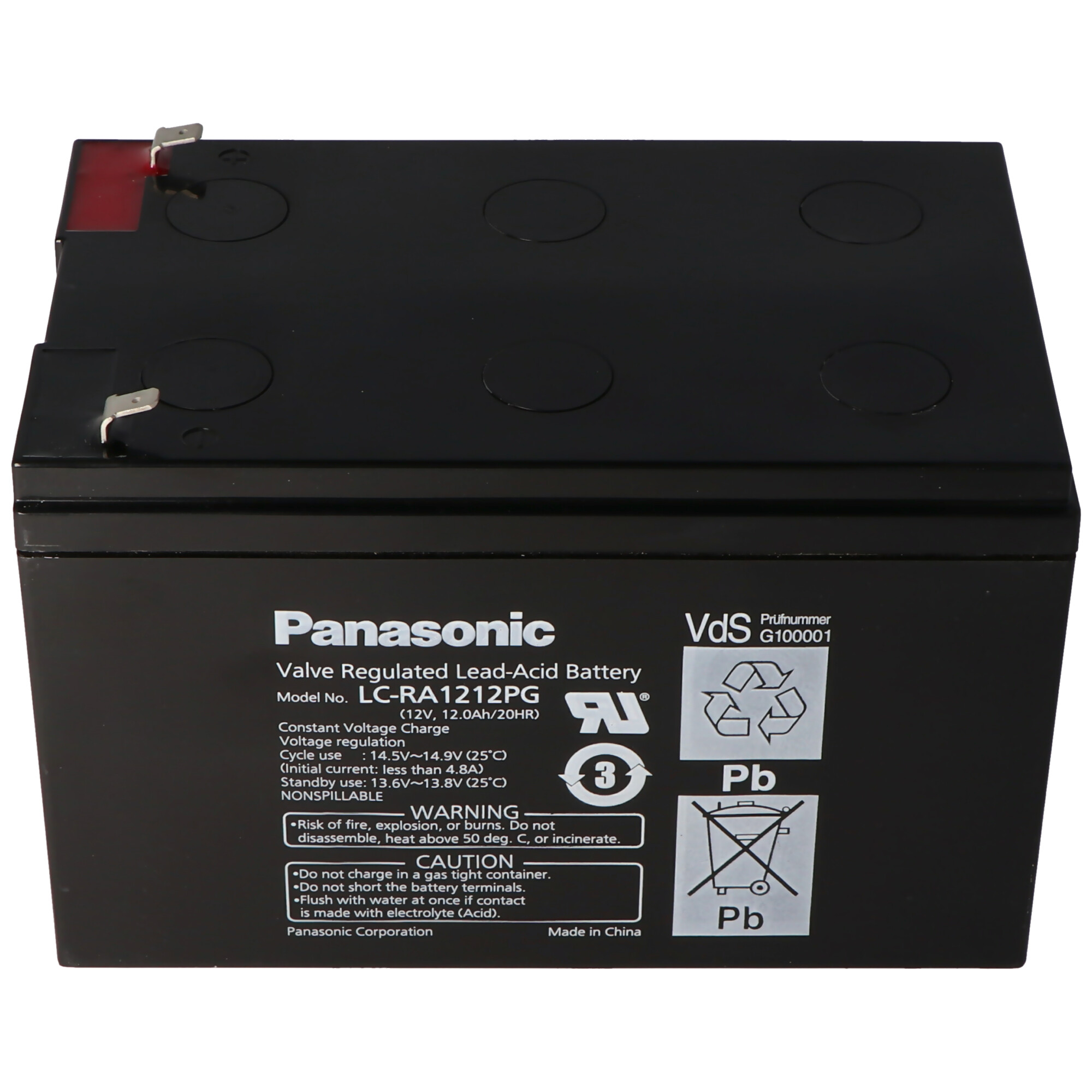 Panasonic LC-RA1212PG 12 Volt 12Ah Bleiakku mit Steckkontakte 4,8mm