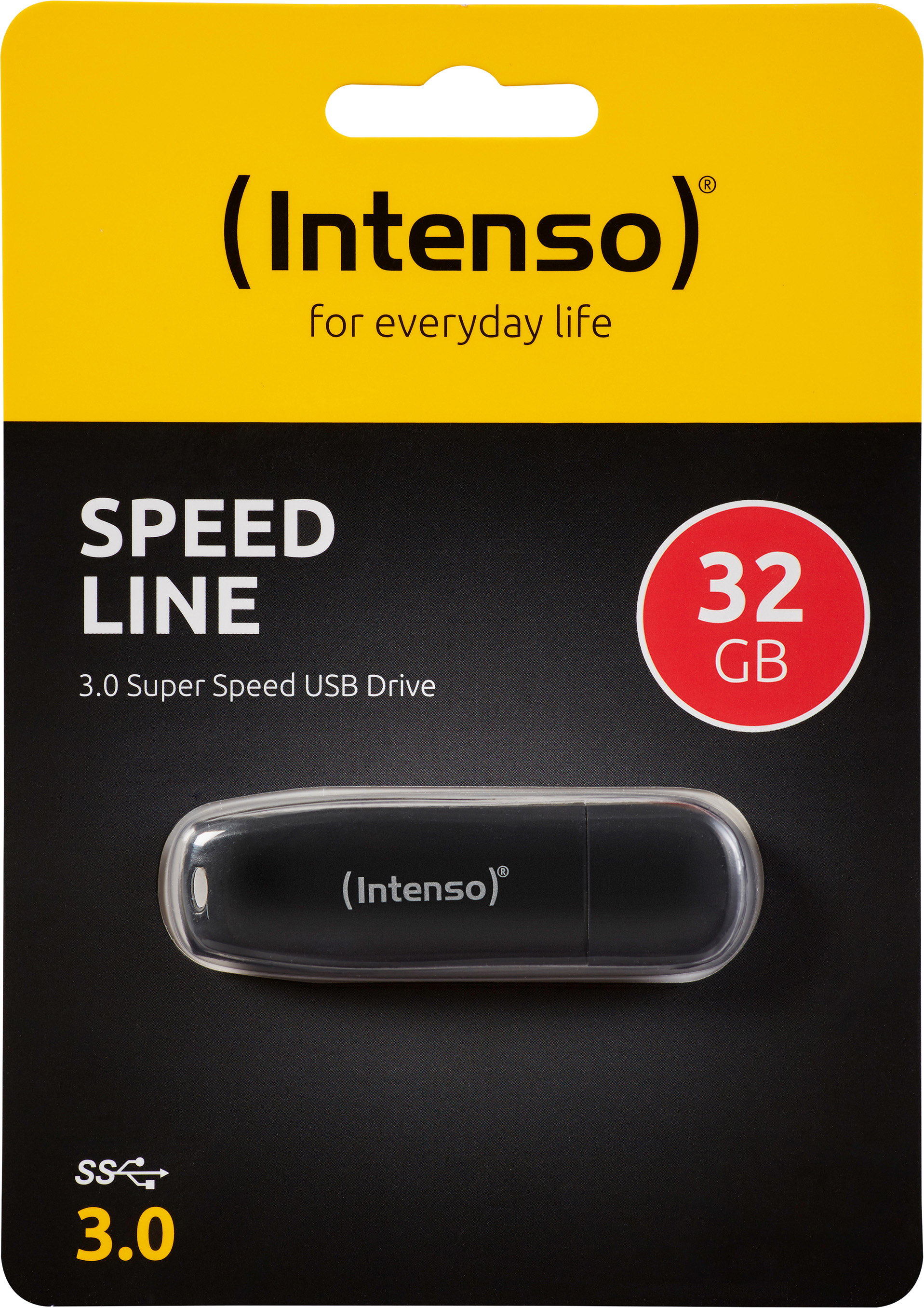 Intenso USB 3.0 Stick 32GB, Speed Line, schwarz Typ-A, (R) 70MB/s, Retail-Blister