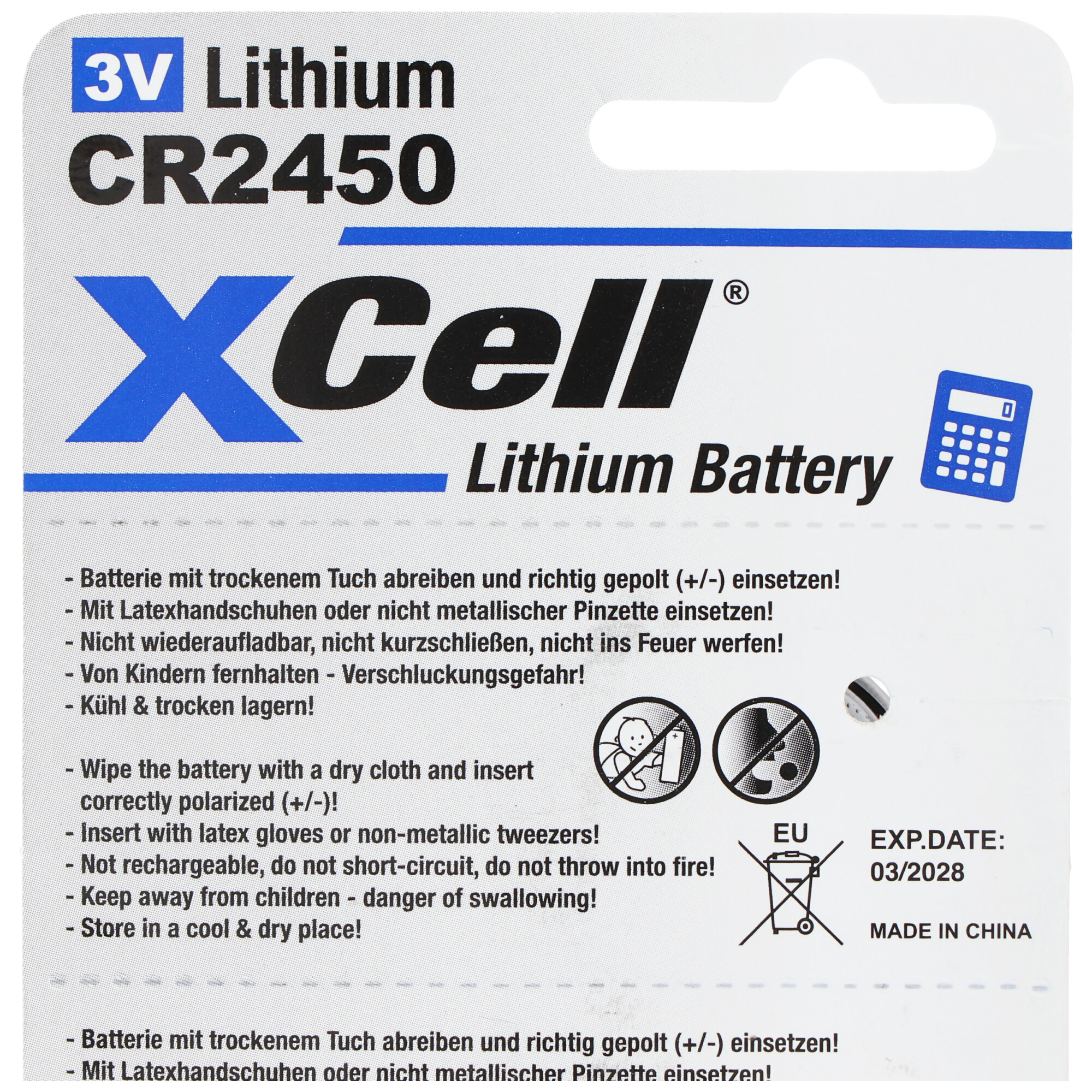 5er-Sparset CR2450 Lithium Batterie 3V, CR2450 Batterien im praktischen 5er Set