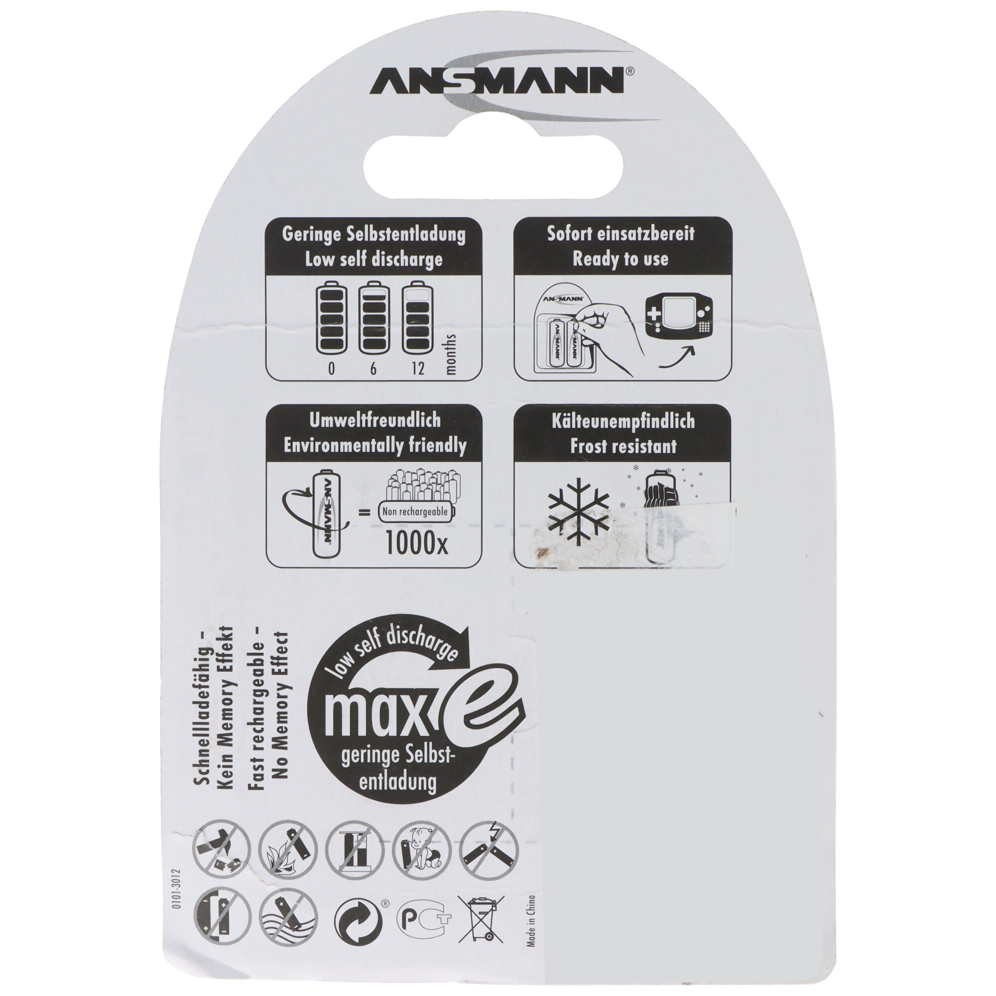 Ansmann NiMH-Akku Typ 1000 AAA Micro 950mAh 4er-Blister