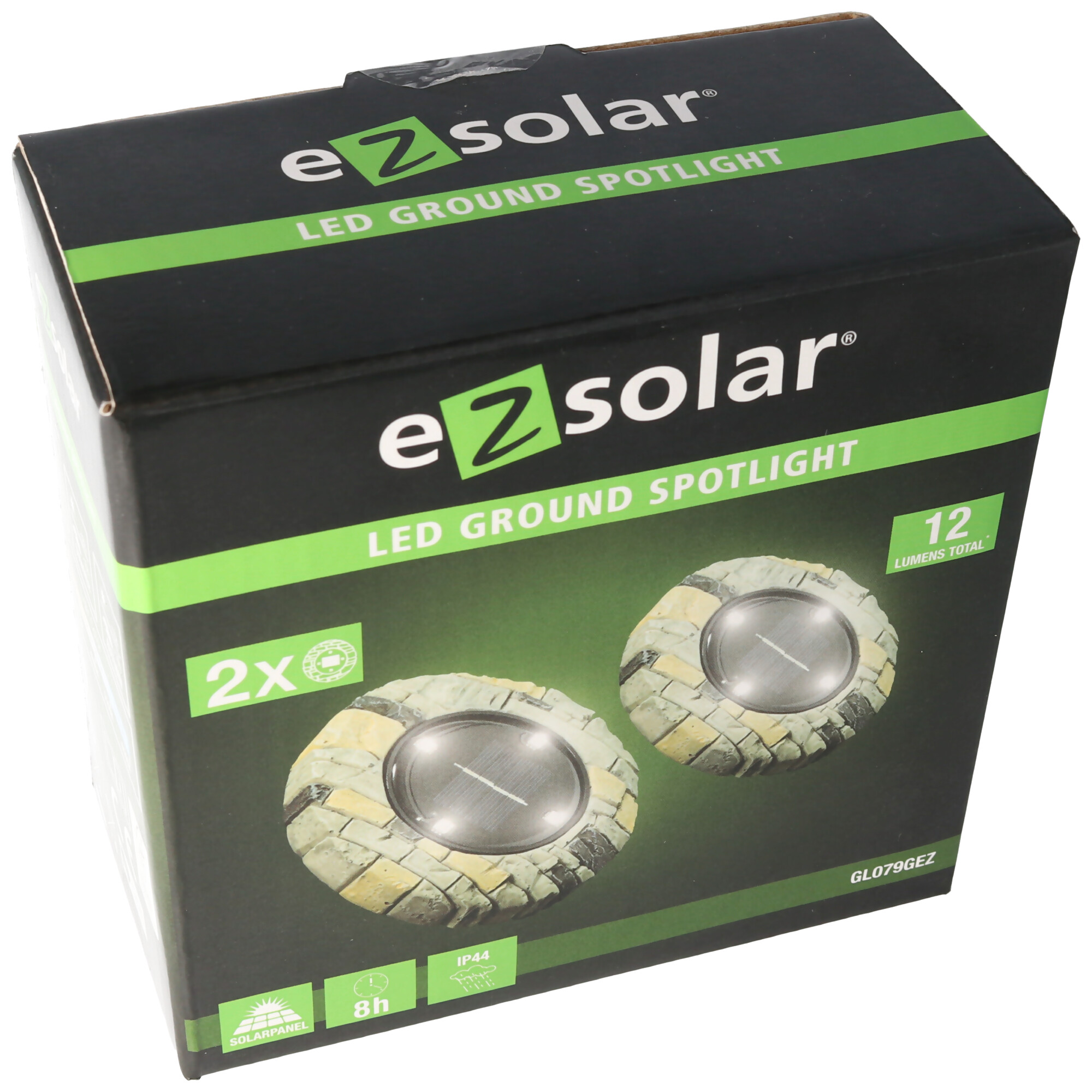 2er Set LED Solar Bodenstrahler, Polyresin, wasserdicht IP44, inklusive NiMH AAA 1,2V 200mAh Akku