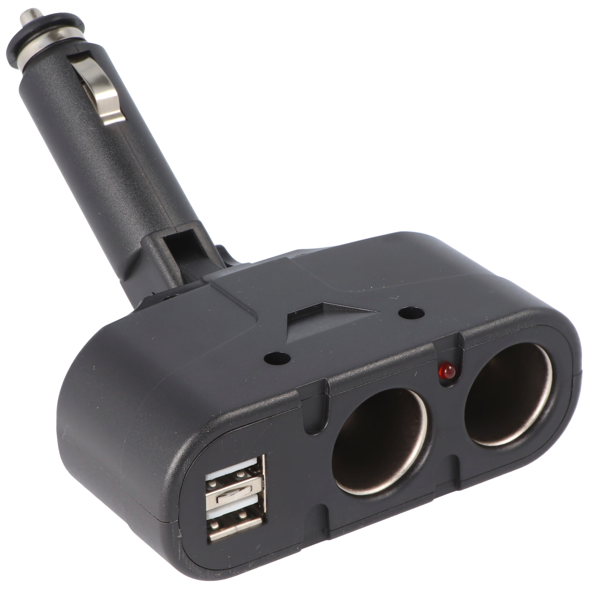 AccuCell KFZ-Adapter, Verteiler Zigarettenanzünder - Stecker auf 2x Kupplung + USB
