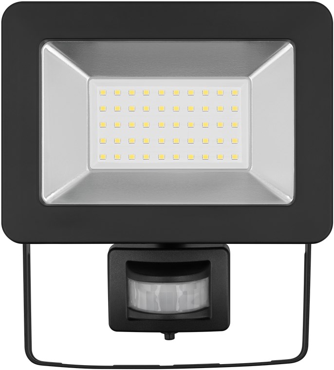 Goobay LED-Außenstrahler, 50 W, mit Bewegungsmelder - mit 4250 lm, neutralweißem Licht (4000 K), PIR-Sensor mit ON-/ OFF-Funktion und M16-Kabelverschraubung, für den Außeneinsatz geeignet (IP44)