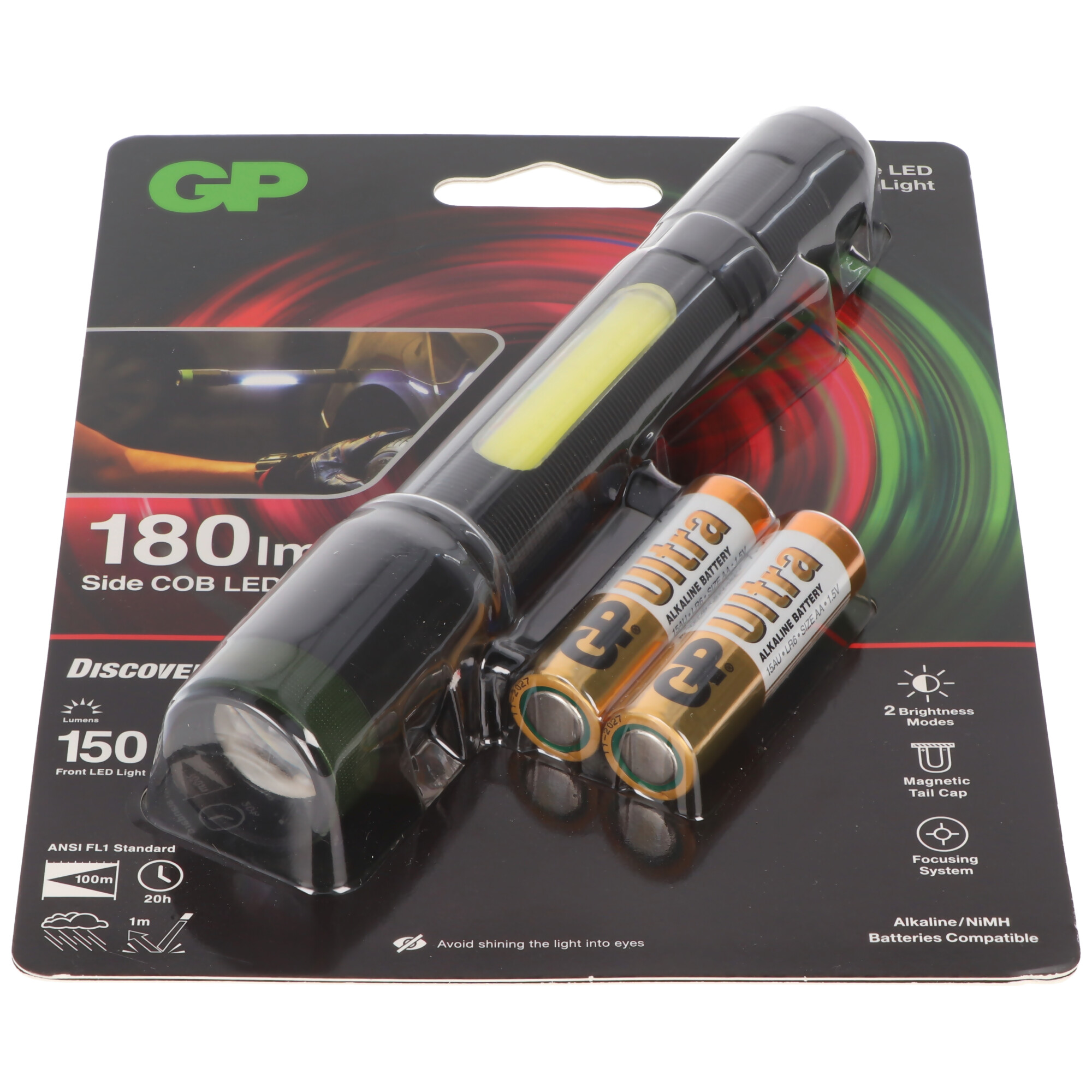 Taschenlampe GP C33 150 Lumen inklusive 2x AA 1,5V Mignon Batterien