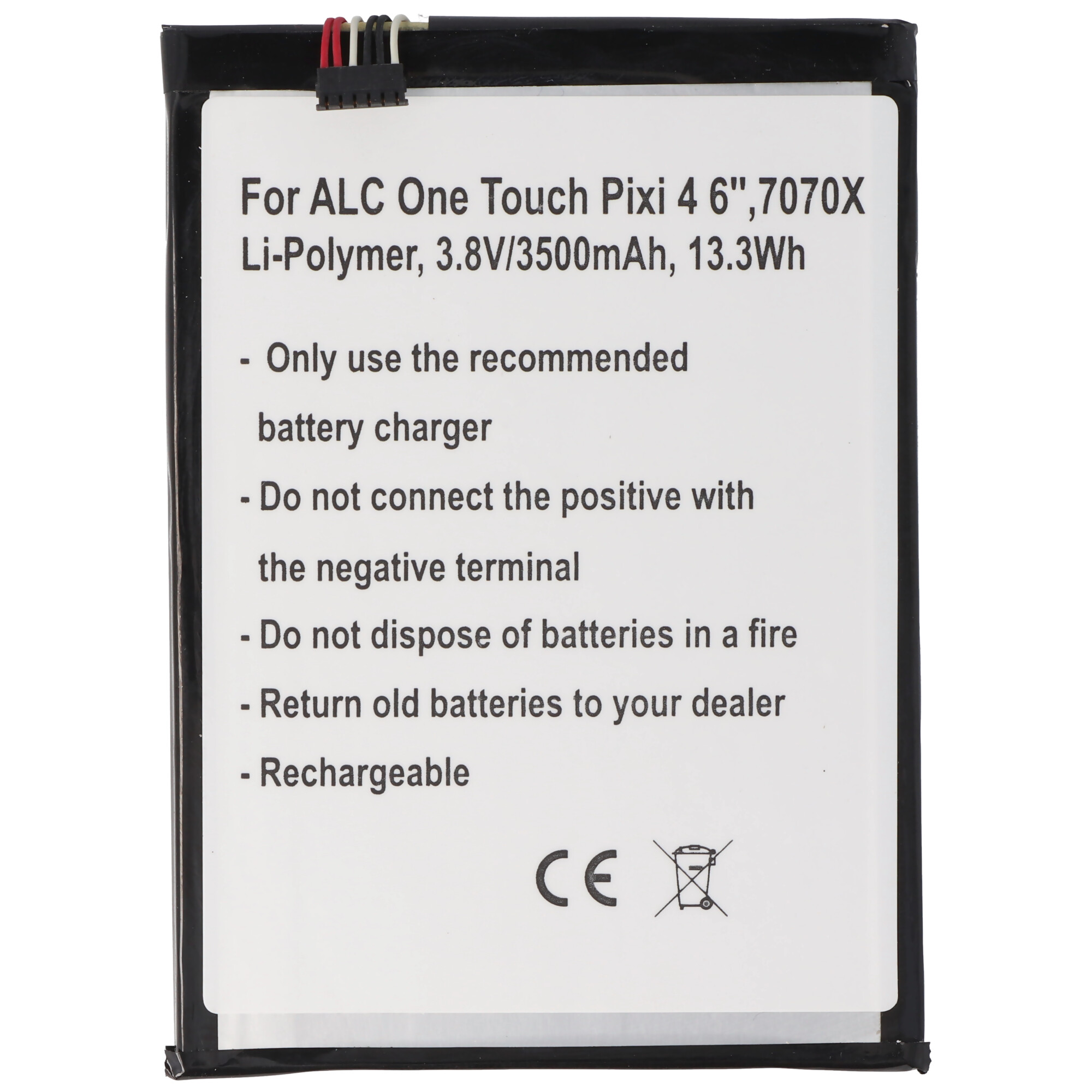 Akku passend für Alcatel One Touch Pixi 4 6 7070X TLp035AJ Li-Polymer 3,8V 3500mAh 13,3Wh