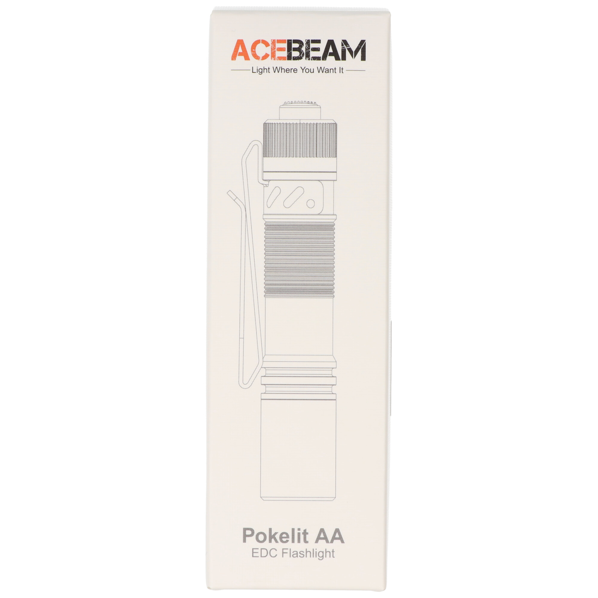 AceBeam Pokelit AA LED-Taschenlampe mit bis zu 1.000 Lumen, Farbe grau, inklusive 14500 Li-Ion Akku mit USB-C Anschluss