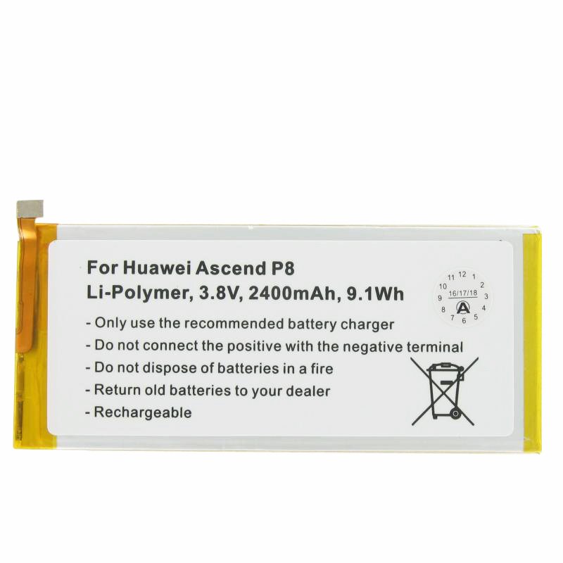 Akku passend für Huawei Ascend P8, HB3447A9EBA 3,8 Volt 2400mAh