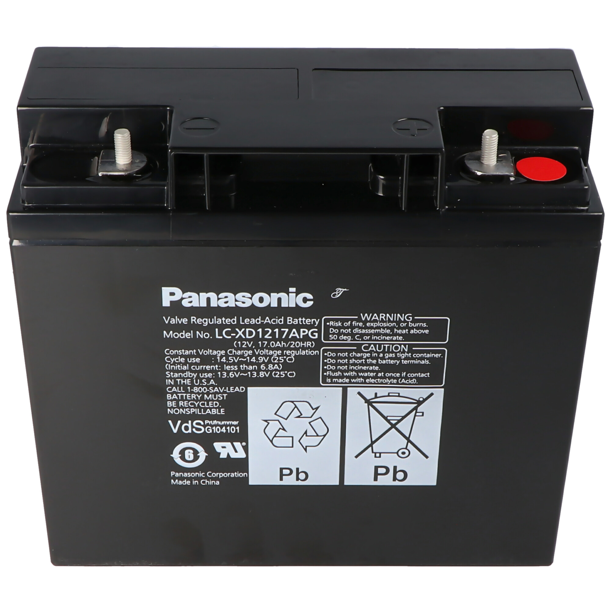 Panasonic LC-XD1217APG Blei Akku PB 12 Volt 17000 mAh, M5 Schraubanschluss