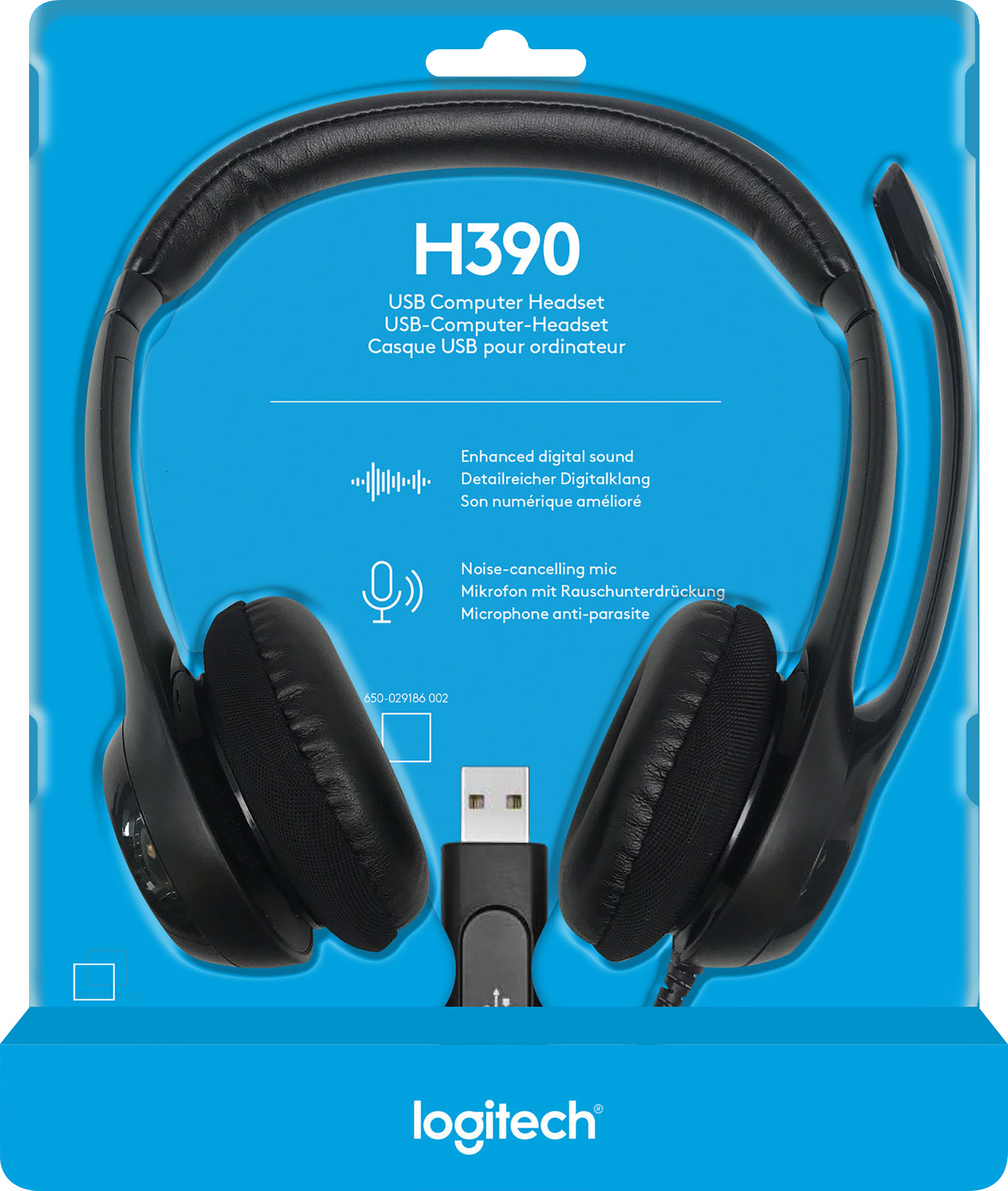 Logitech Headset H390, USB, Stereo schwarz, Retail