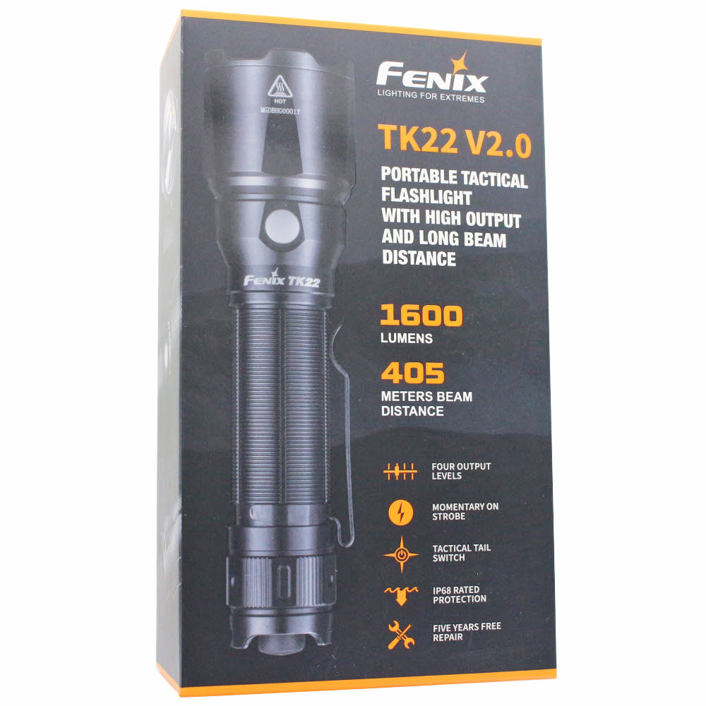 Fenix TK22 V2.0 LED-Taschenlampe mit bis zu 1600 Lumen und max. 405 Meter Reichweite, Lieferung ohne Akku