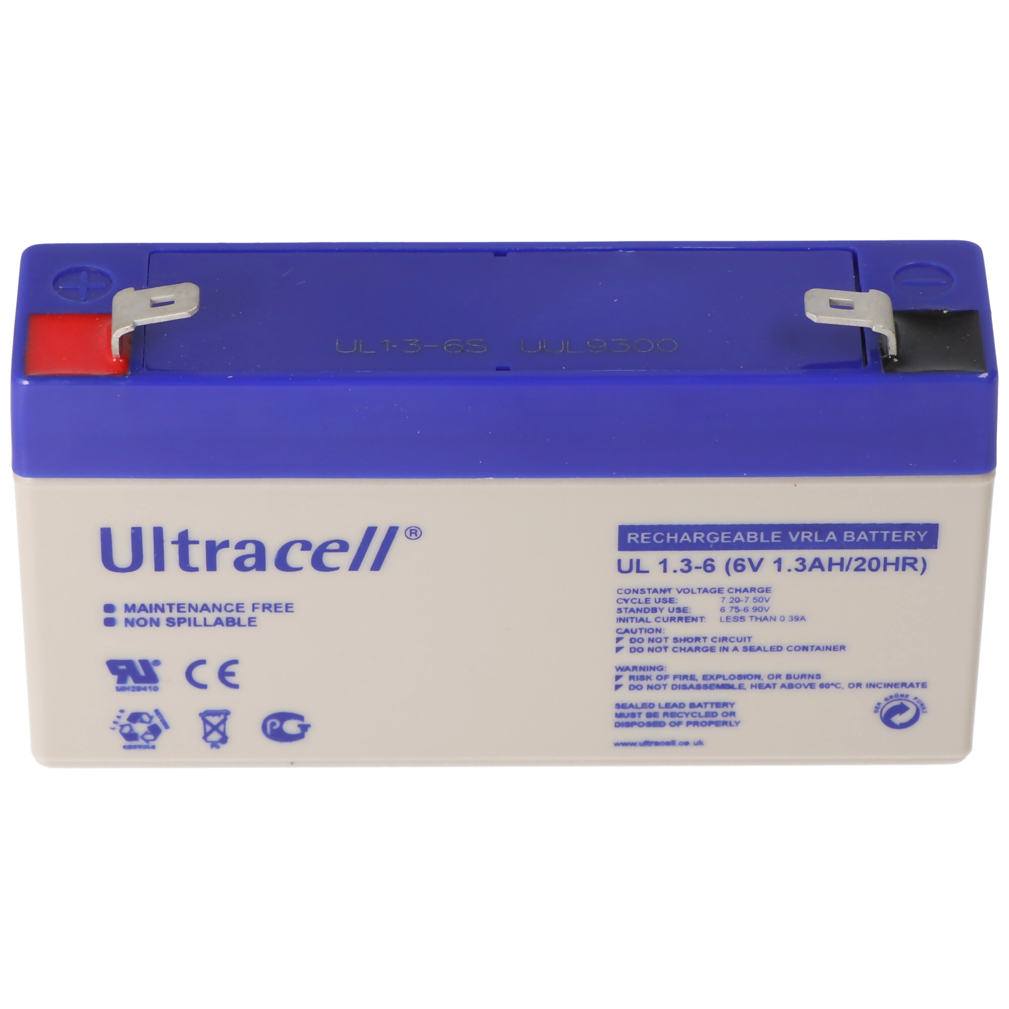 Ultracell UL1.3-6 6V 1,3Ah Bleiakku AGM Blei Gel Akku
