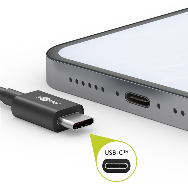 Goobay USB-C™PD Lade- und Synchronisationskabel 100W - für Geräte mit USB-C™ (Gen.3.2)  Anschluss; weiß